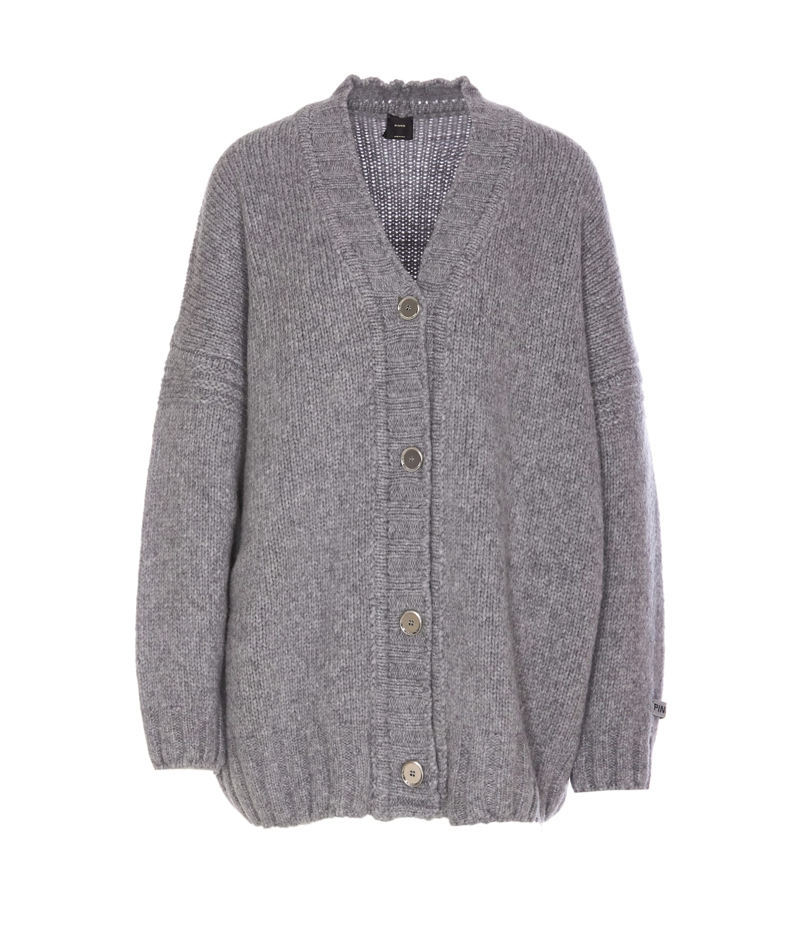 Shop Pinko Wool Cardigan In Grey