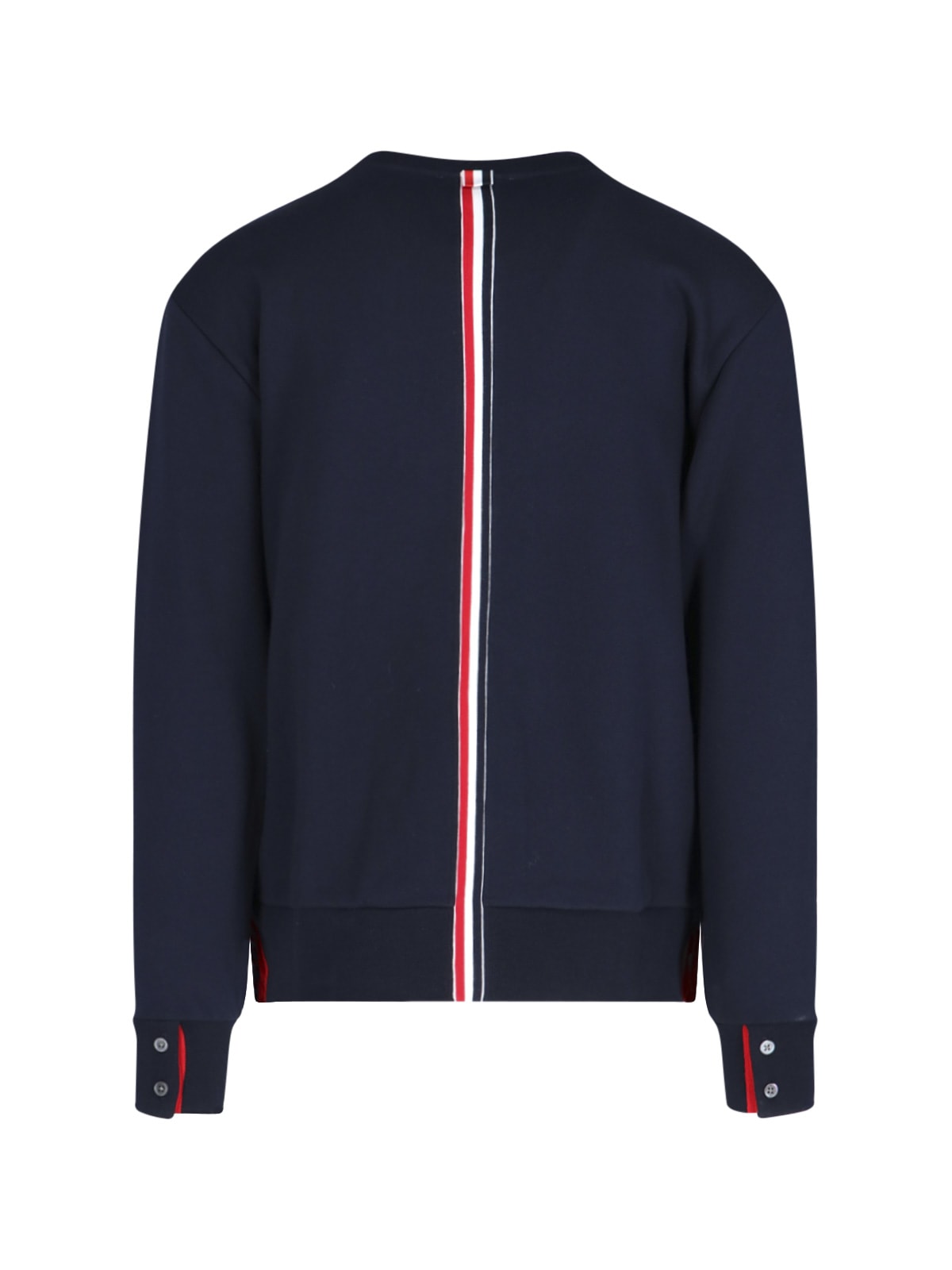 Shop Thom Browne Logo Ribbon Sweatshirt In Blue