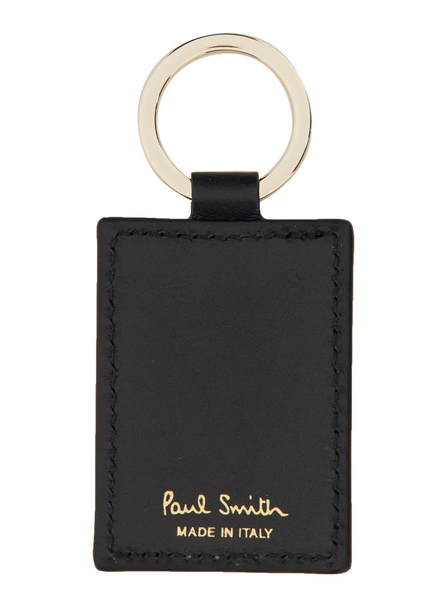 Shop Paul Smith Leather Keychain In Multicolour