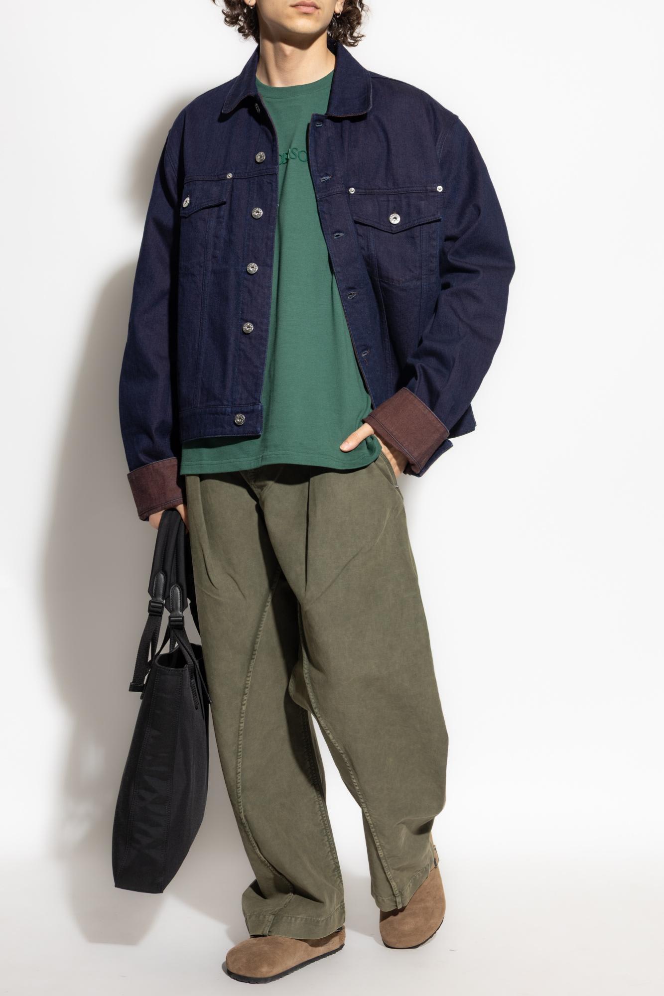 Jw Anderson J. W. Anderson Embroidered Logo T-shirt With Classic Crew Neckline In Green