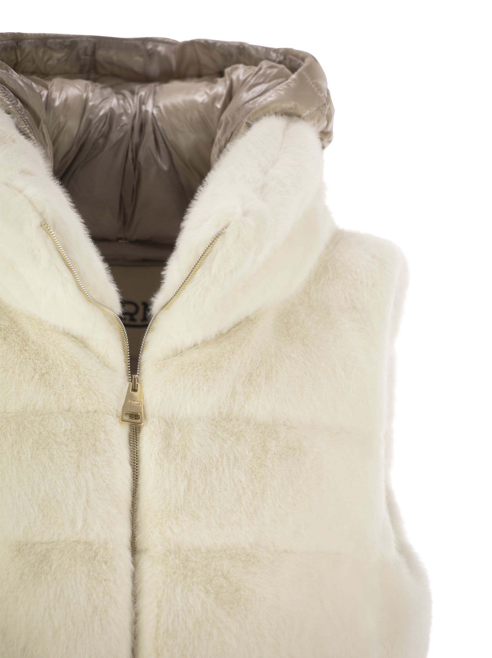 Shop Herno Cruelty-free Fur Sleeve Coat In White