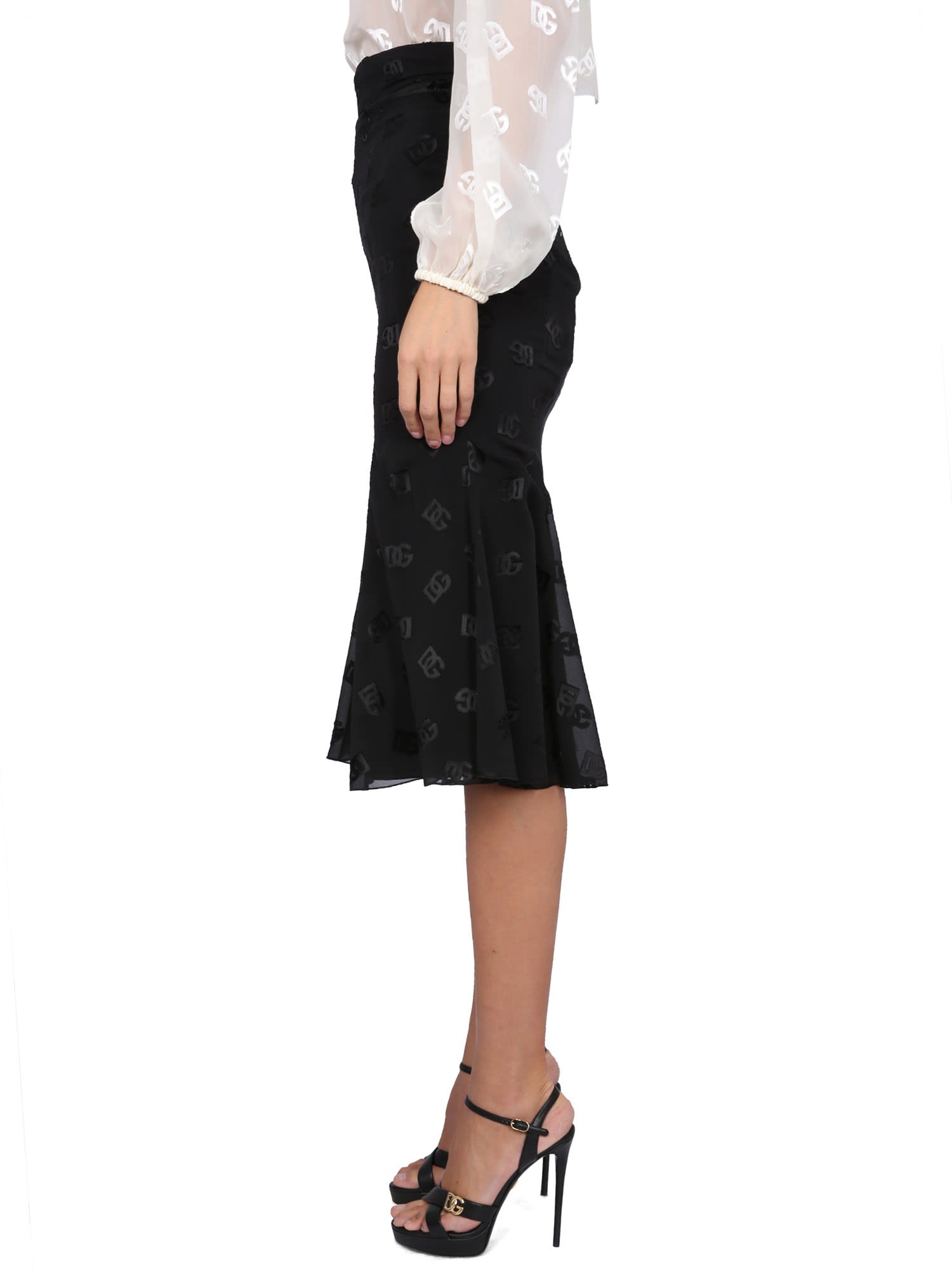 Shop Dolce & Gabbana Midi Skirt In Nero