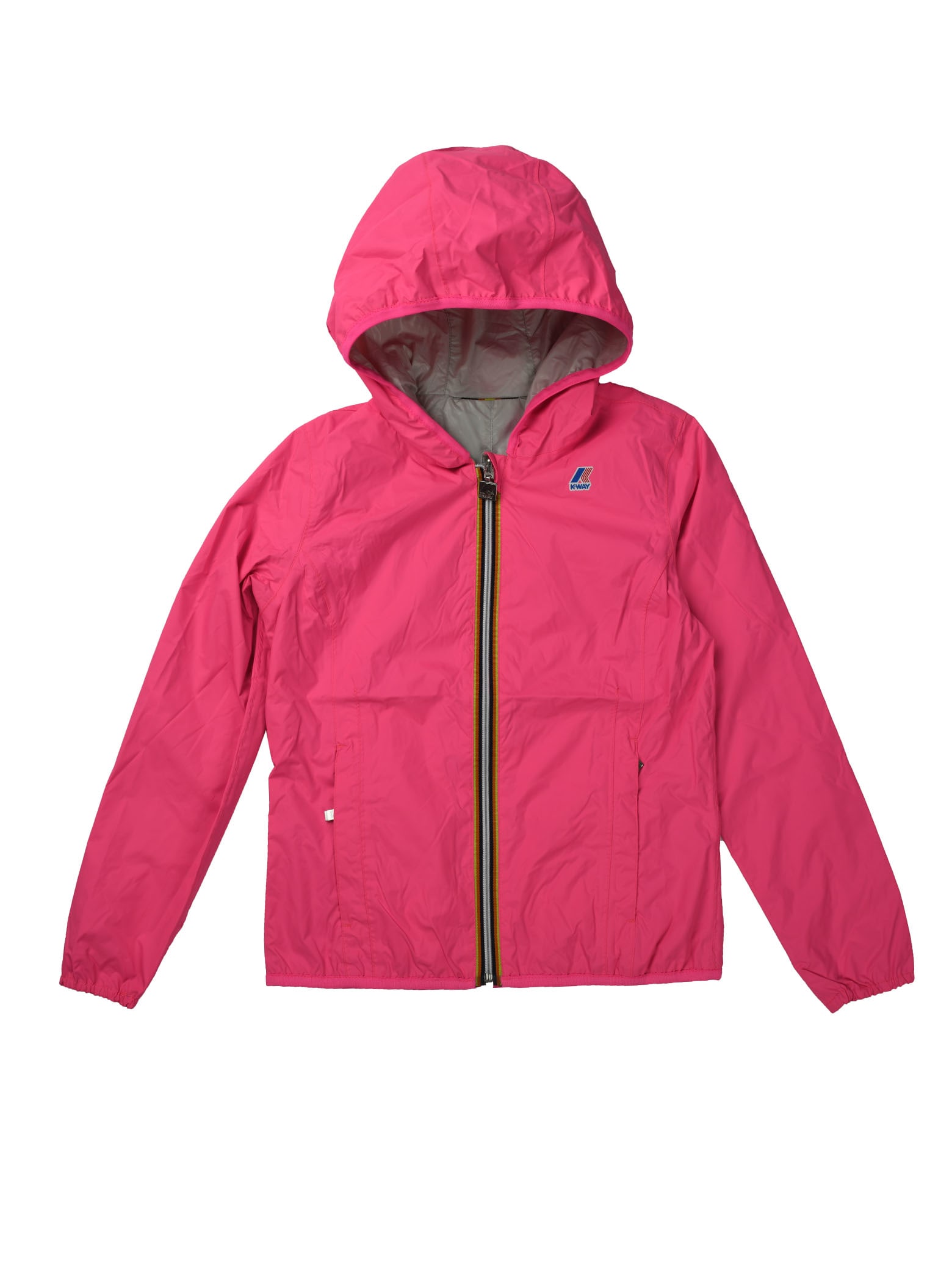 K-way Kids' Reversible Fuxia Gray Jacket In Pink