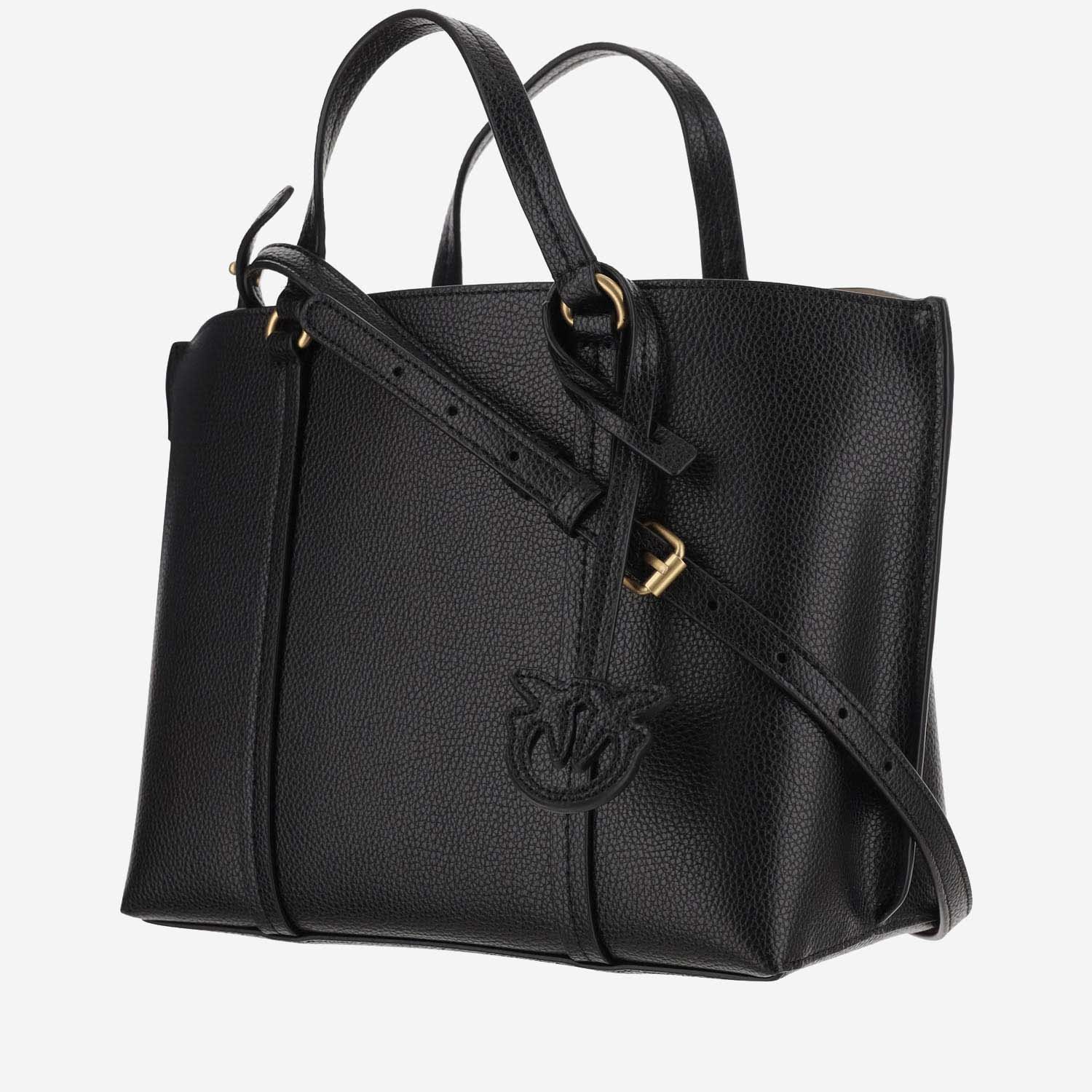 Shop Pinko Classic Leather Shopper Bag In Black