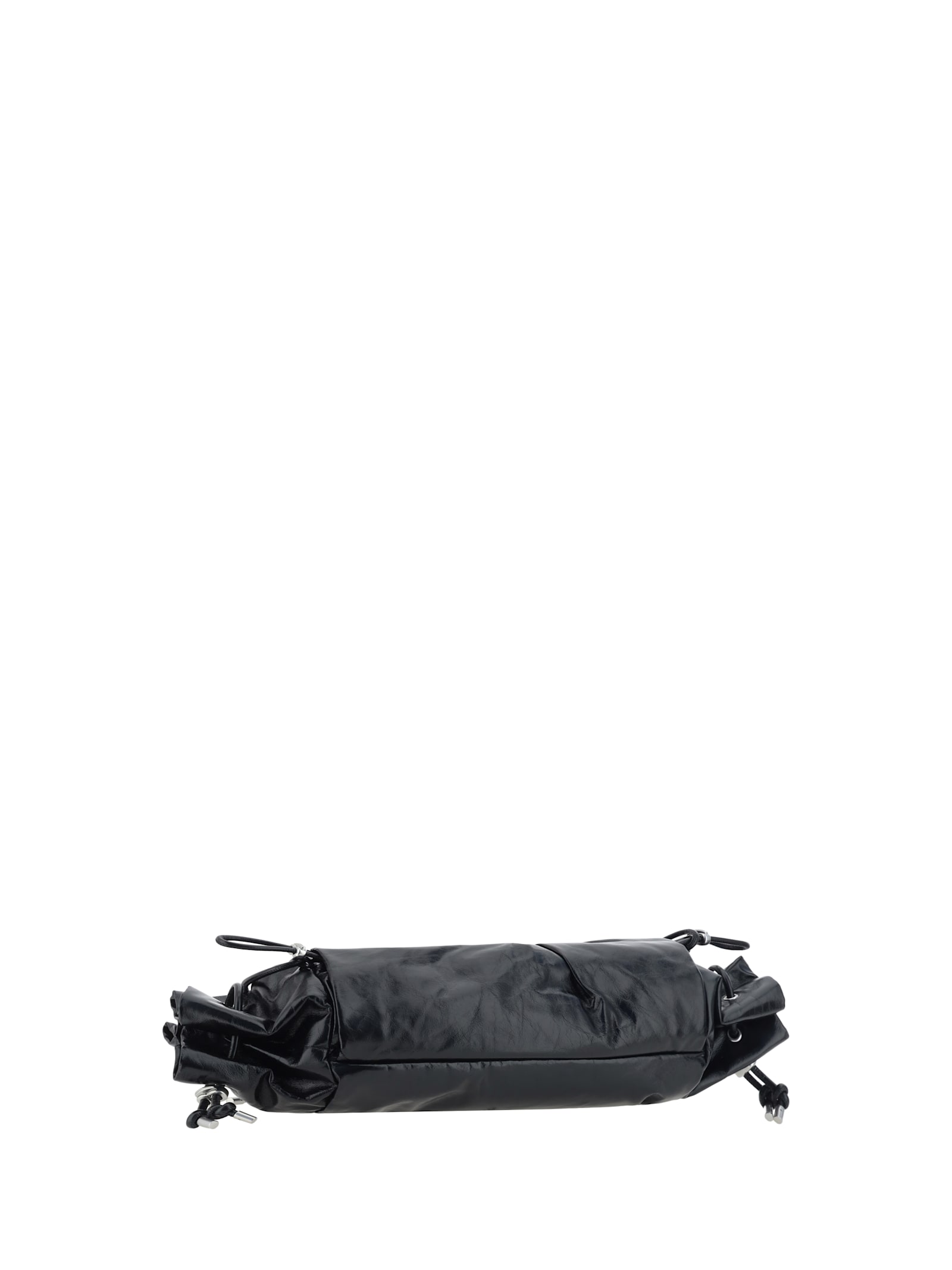Diesel Rectangular Leather Shoulder Bag With Ruched Detailing In Black