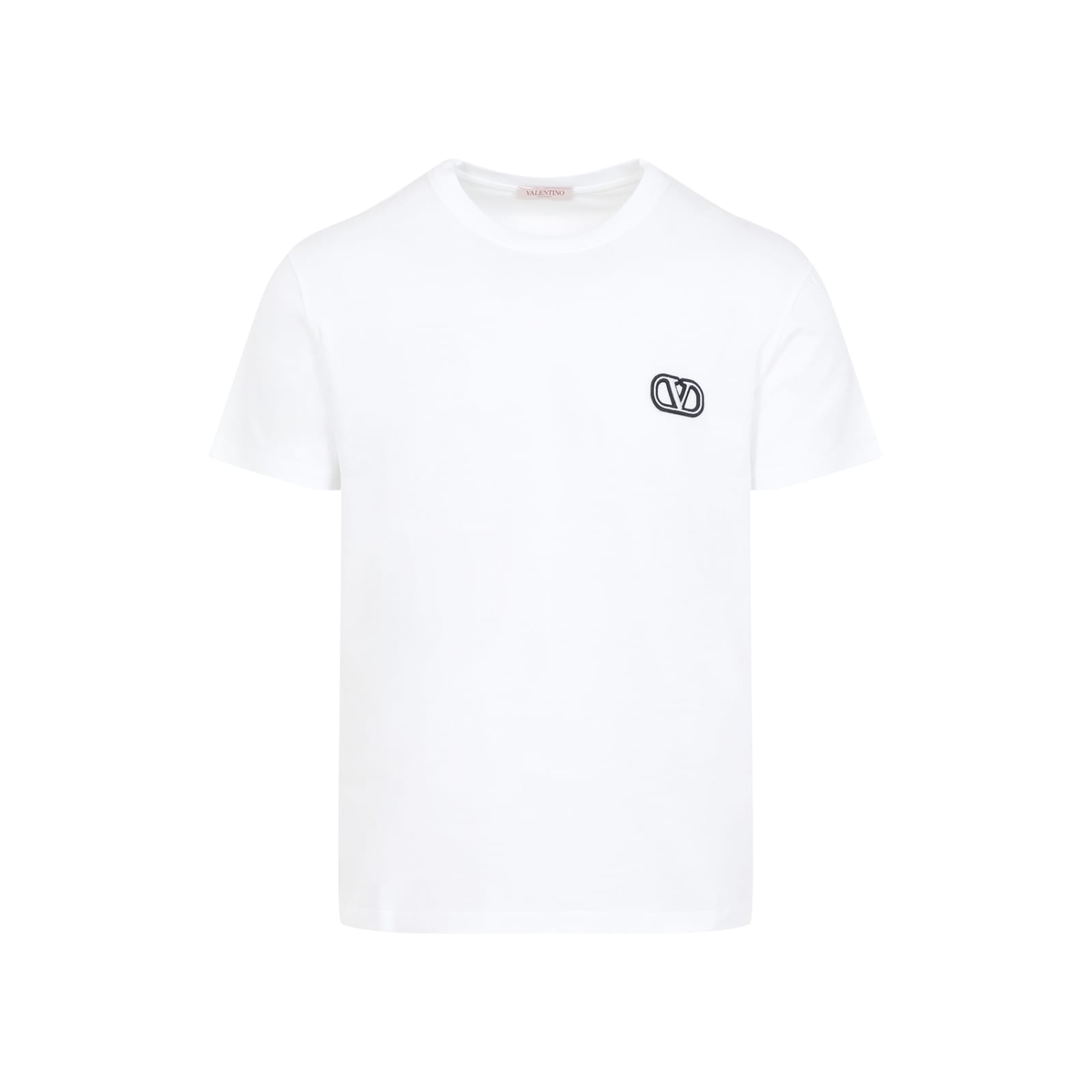 Shop Valentino V Logo Cotton T-shirt In Bo Bianco