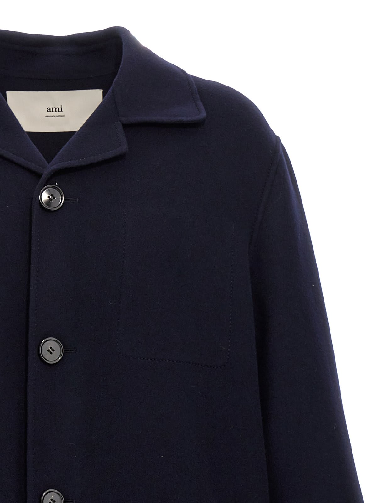 Shop Ami Alexandre Mattiussi Paris Single-breasted Coat In Navy