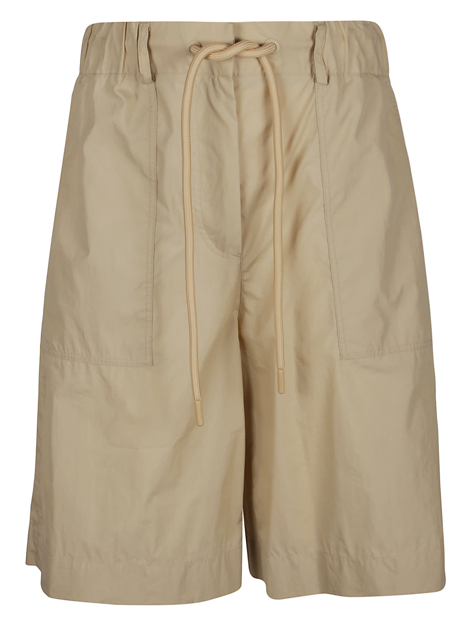 Moncler Logo-patch Drawstring Shorts In X Beige