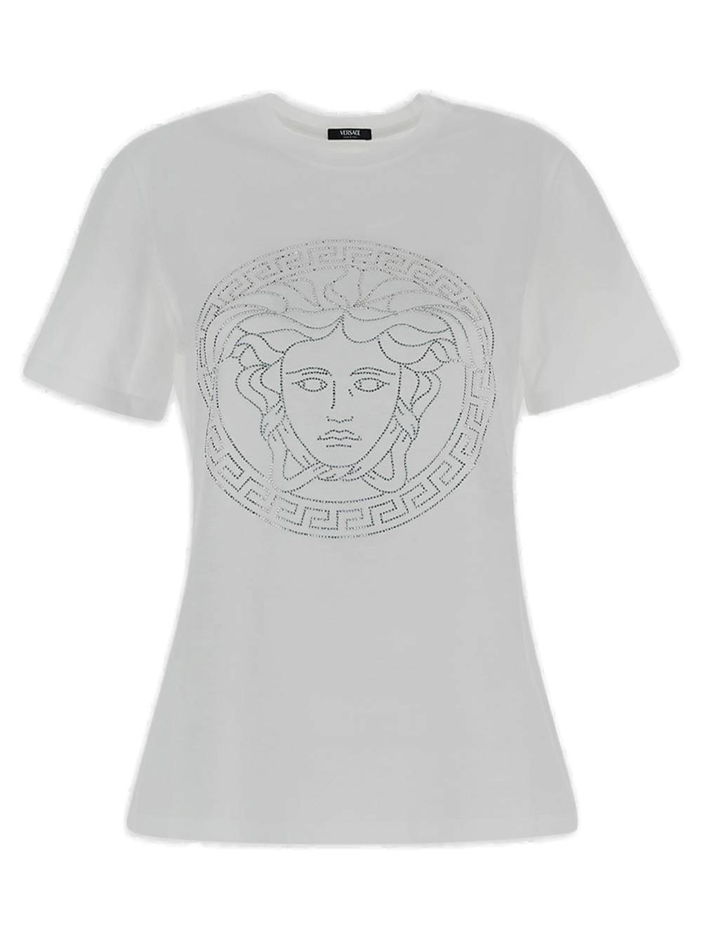 Shop Versace Medusa Head Embellished Crewneck T-shirt