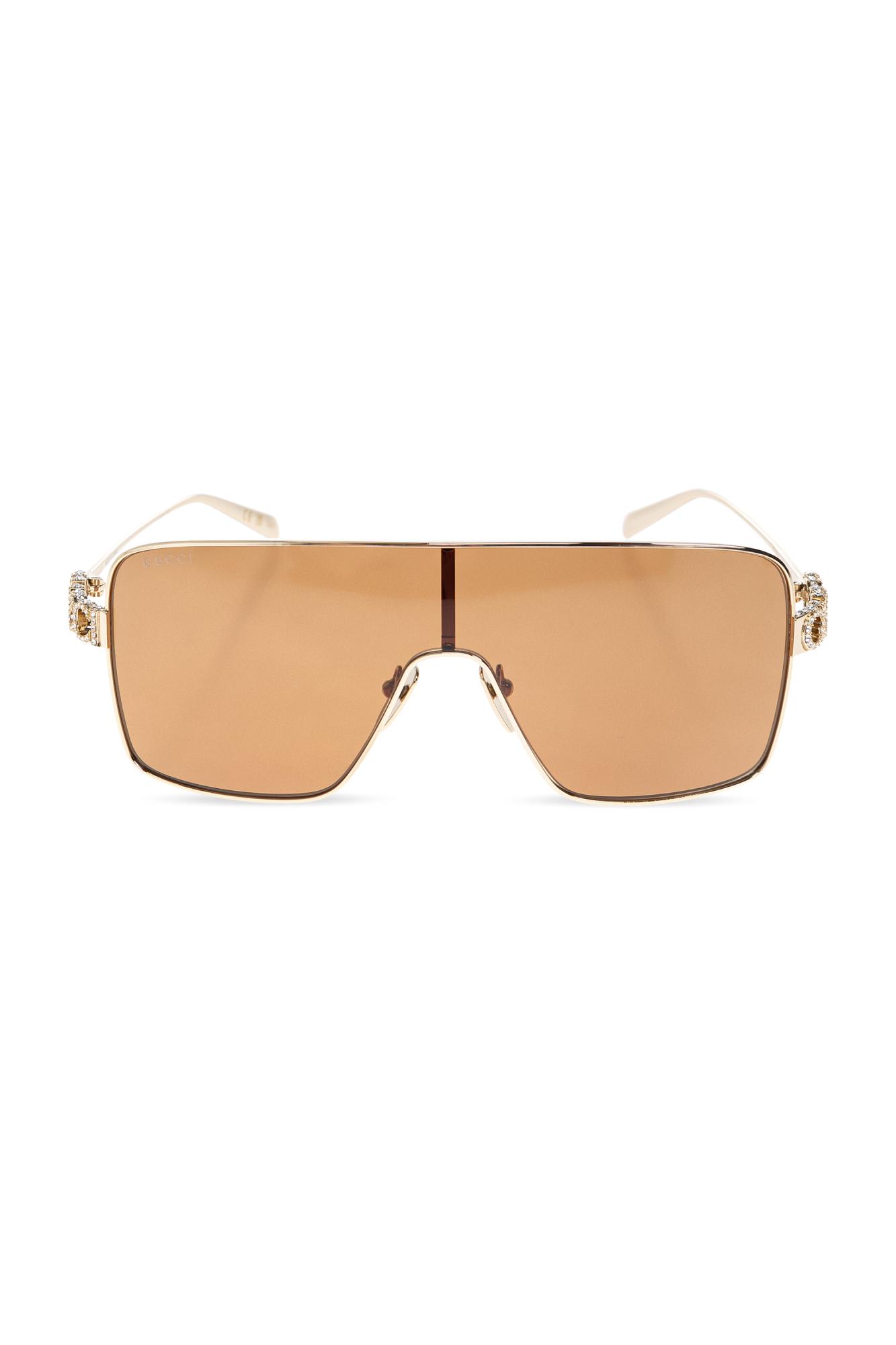Gucci Rectangle Sunglasses Crystal-embellished Protective Case In Gold