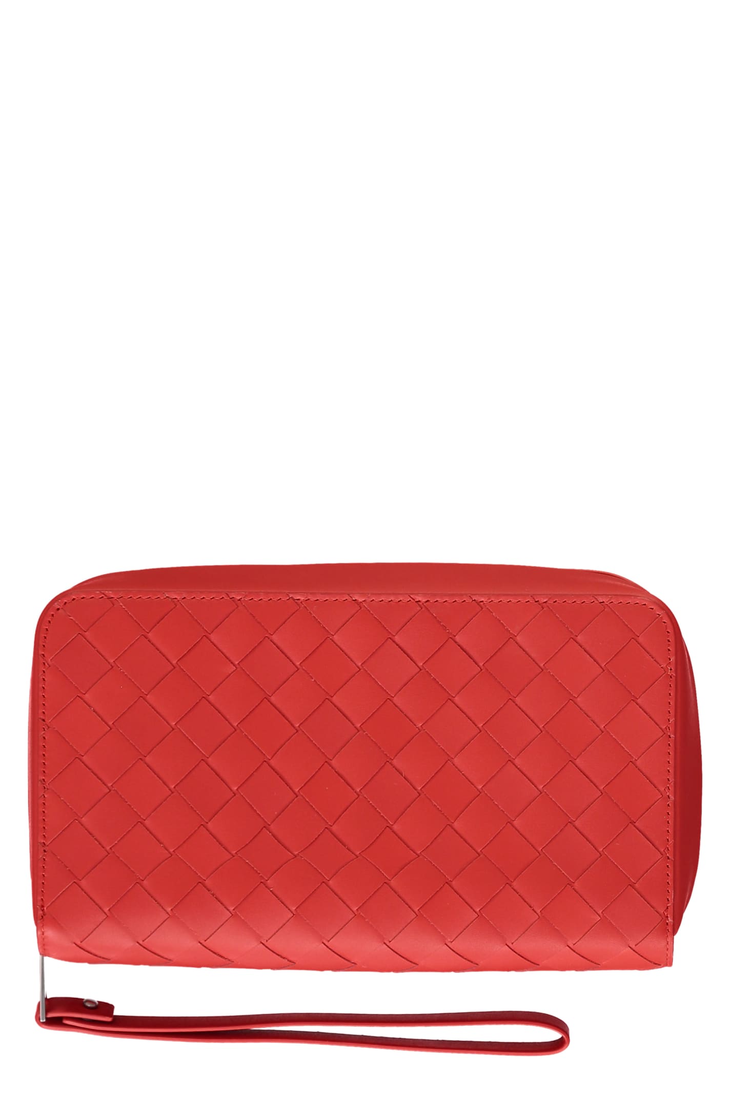 Bottega Veneta Leather Zip-around Wallet In Red