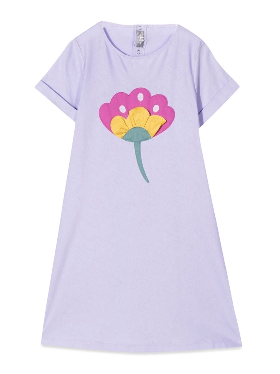 Shop Il Gufo Short Sleeve Dress In Lilac