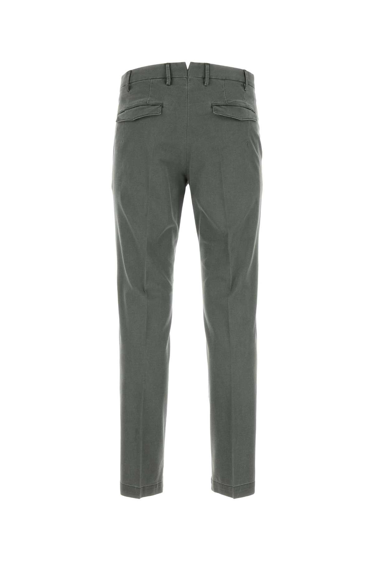 Pt01 Grey Stretch Cotton Blend Pant In Verdemilitare
