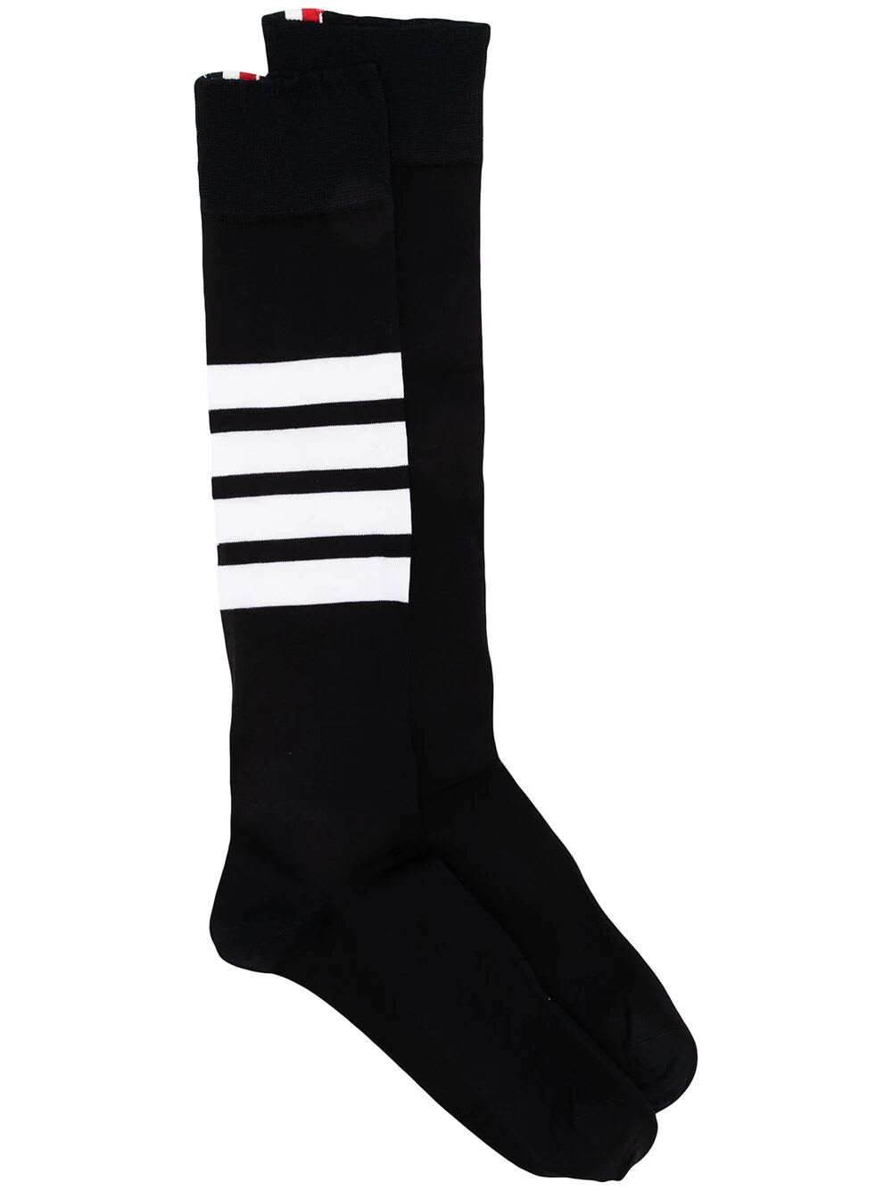 Shop Thom Browne Over The Calf Socks With 4 Bar In Navy