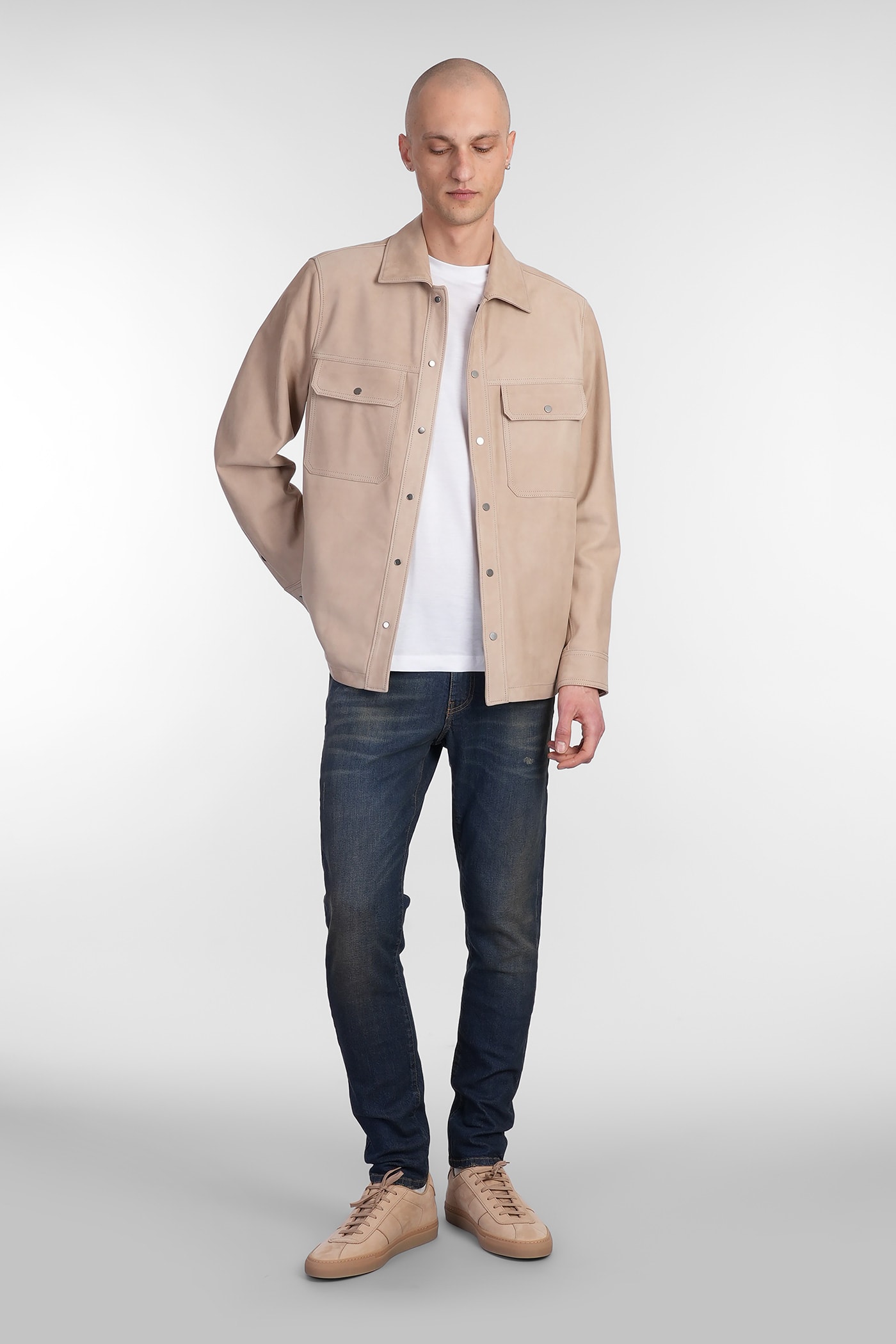 Salvatore Santoro Leather Jacket In Beige Leather In Beige