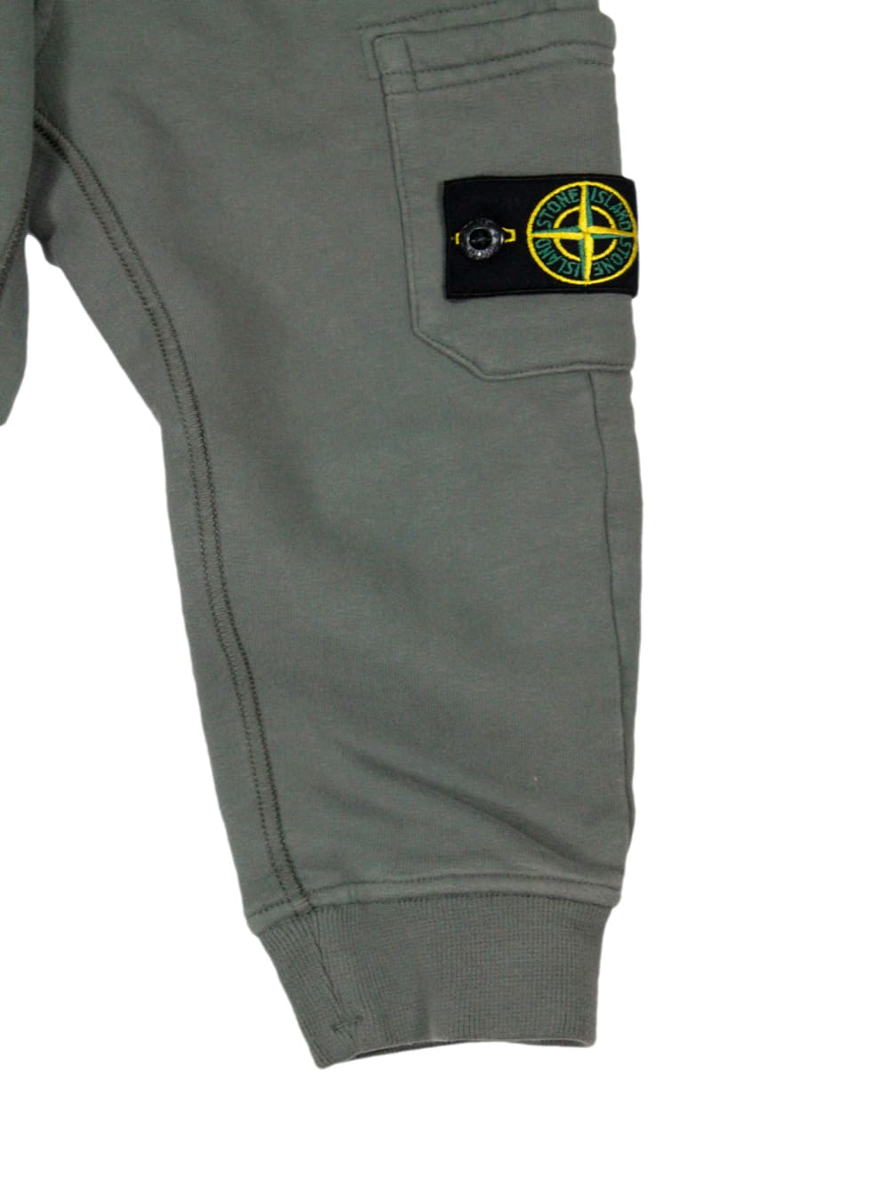 Stone Island Jogging Trousers In Stretch Cotton Fleece With Elastic And Drawstring Waist And Pocket On The Leg In Grigio