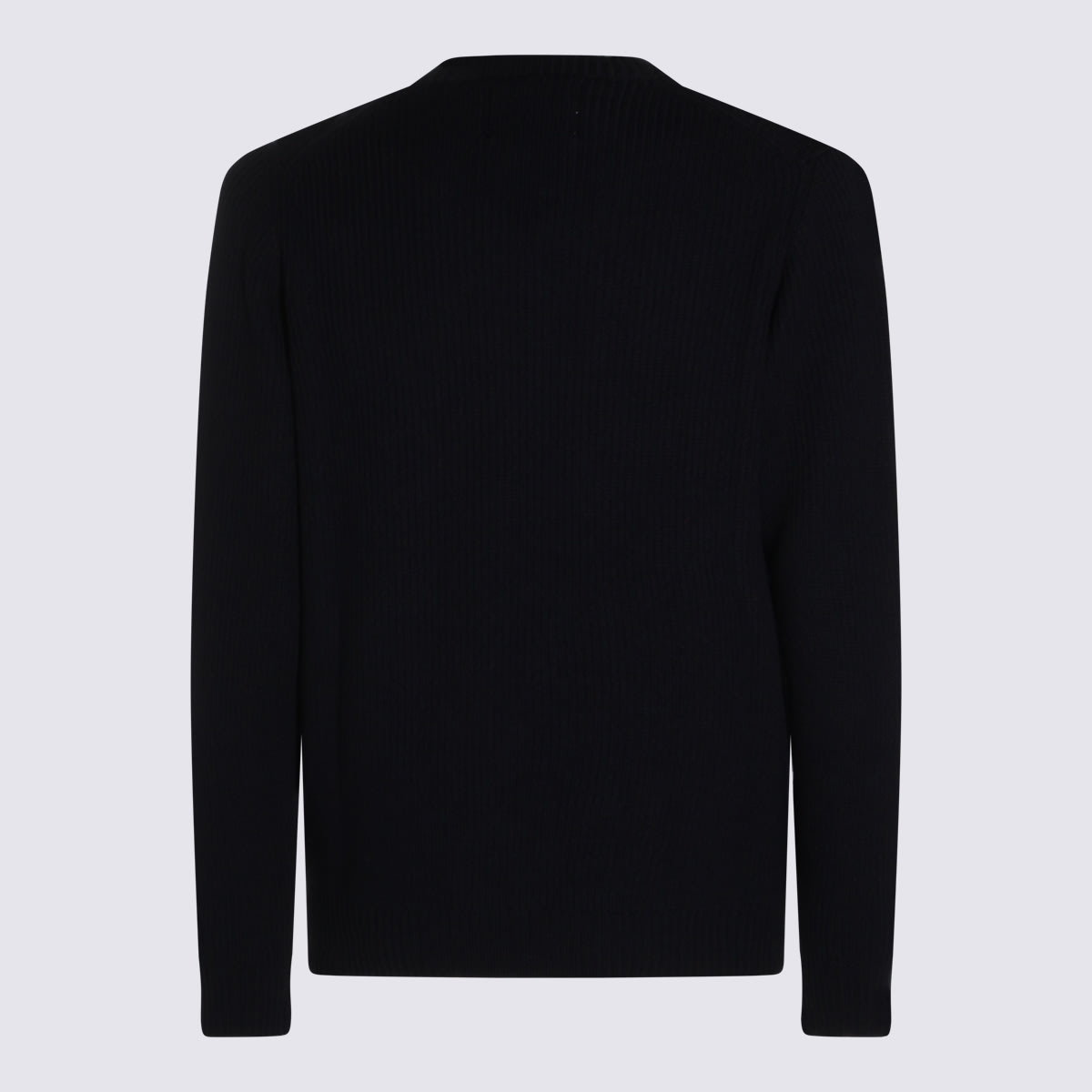Seven Gauge Dark Blue Wool Knitwear In Black