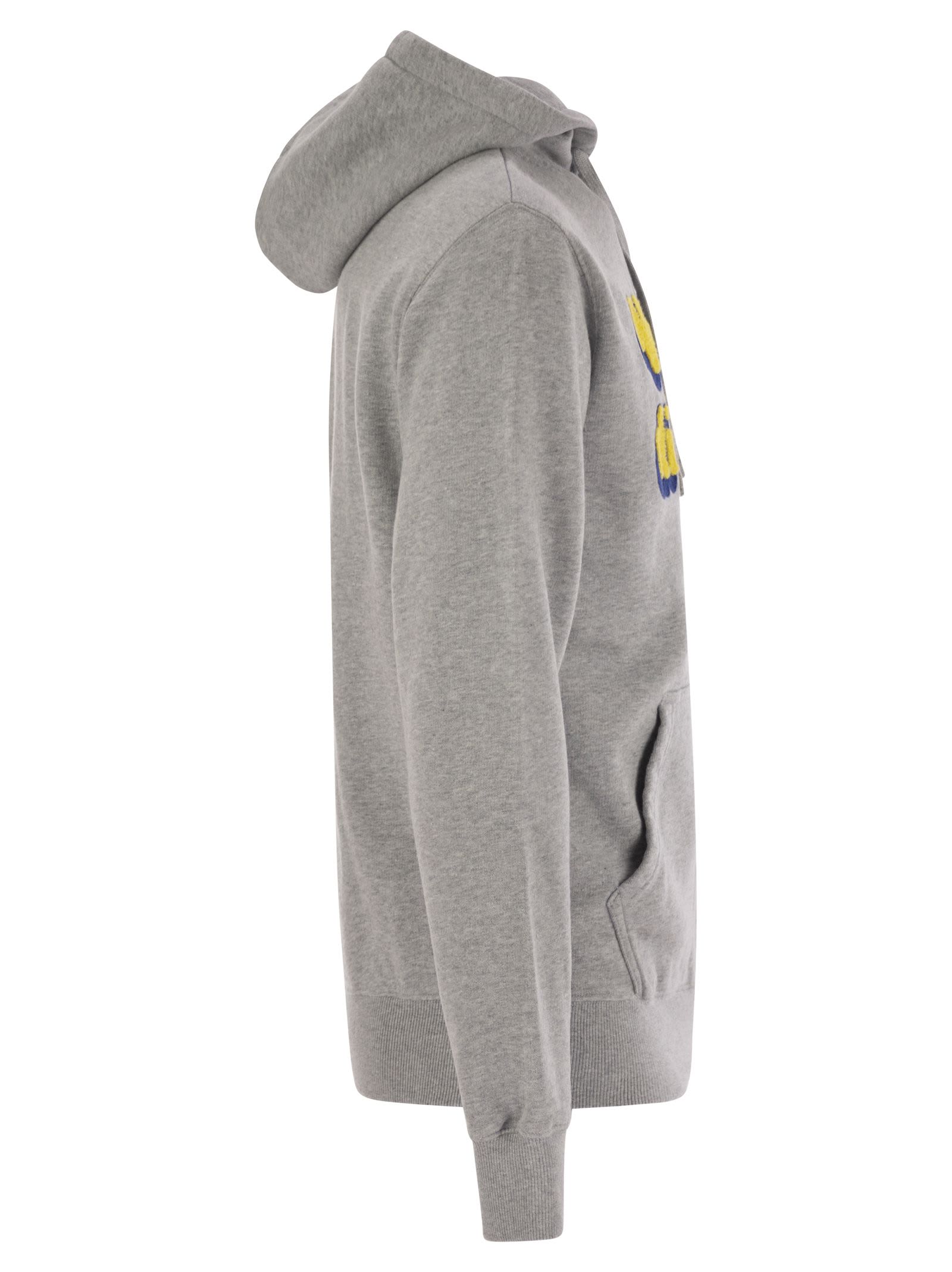 Mc2 Saint Barth Mens Grey Tribeca Sweatshirt With Vacanze Di Natale Logo Embroidery In Grey/yellow