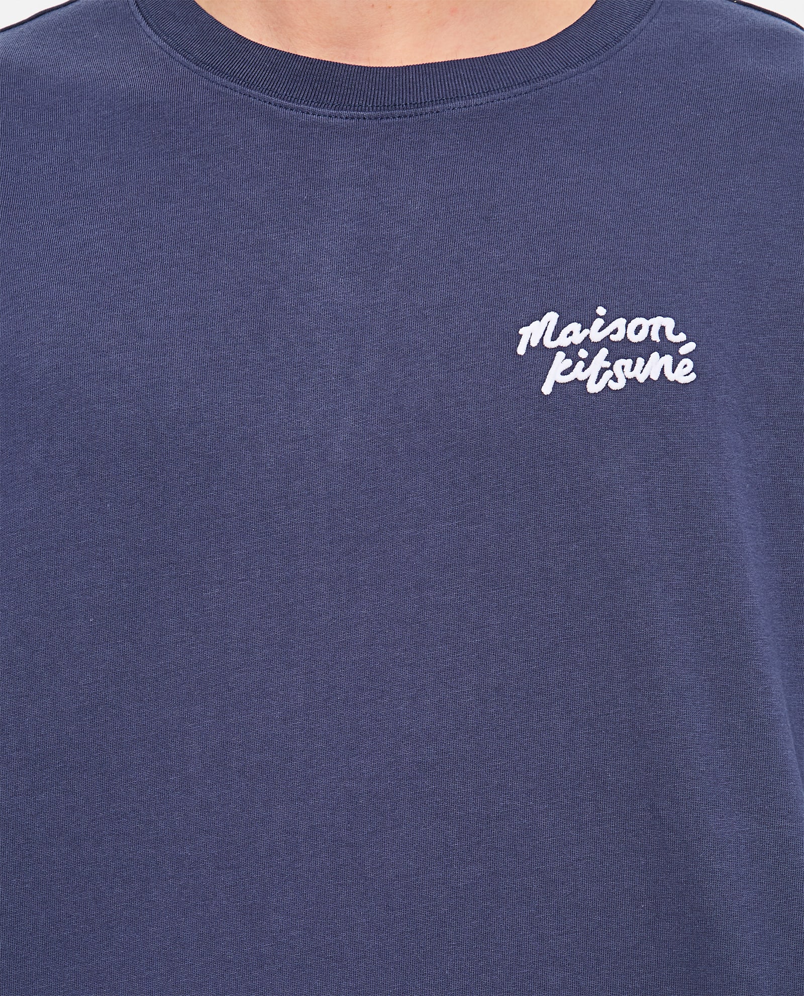 Maison Kitsuné Maison Kitsune Handwriting Embroidery Oversize Tee In Ink Blue