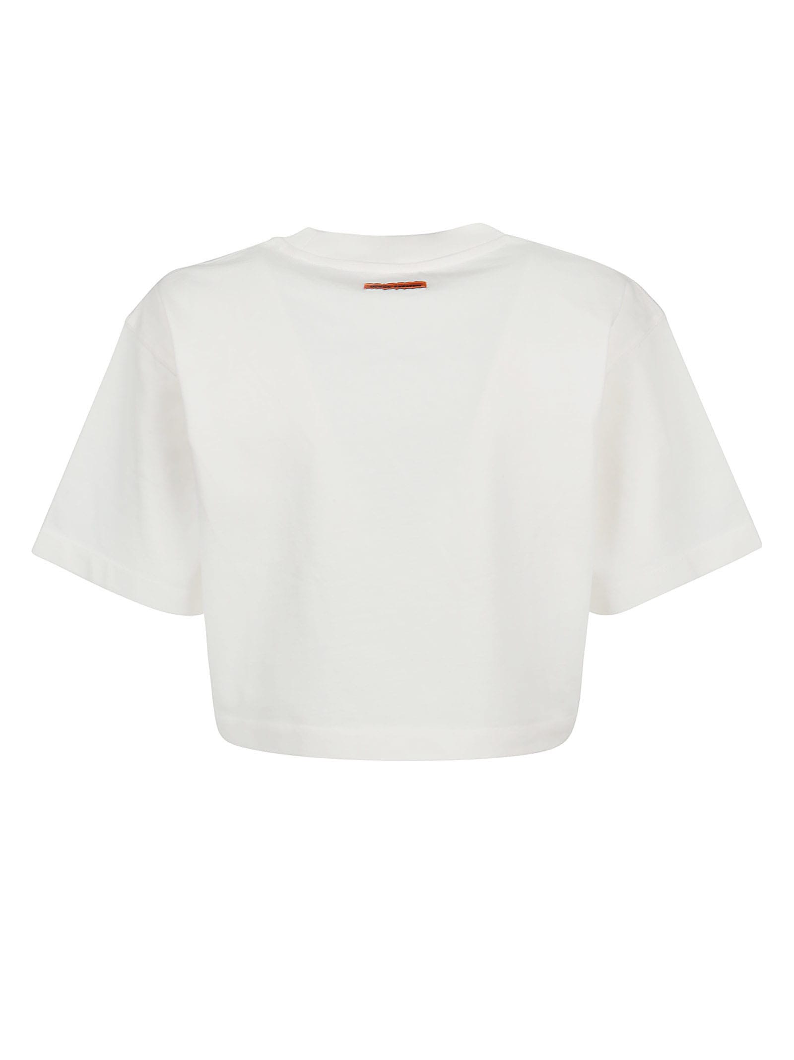 Shop Heron Preston Hpny Embroidered Crop T-shirt In White Black