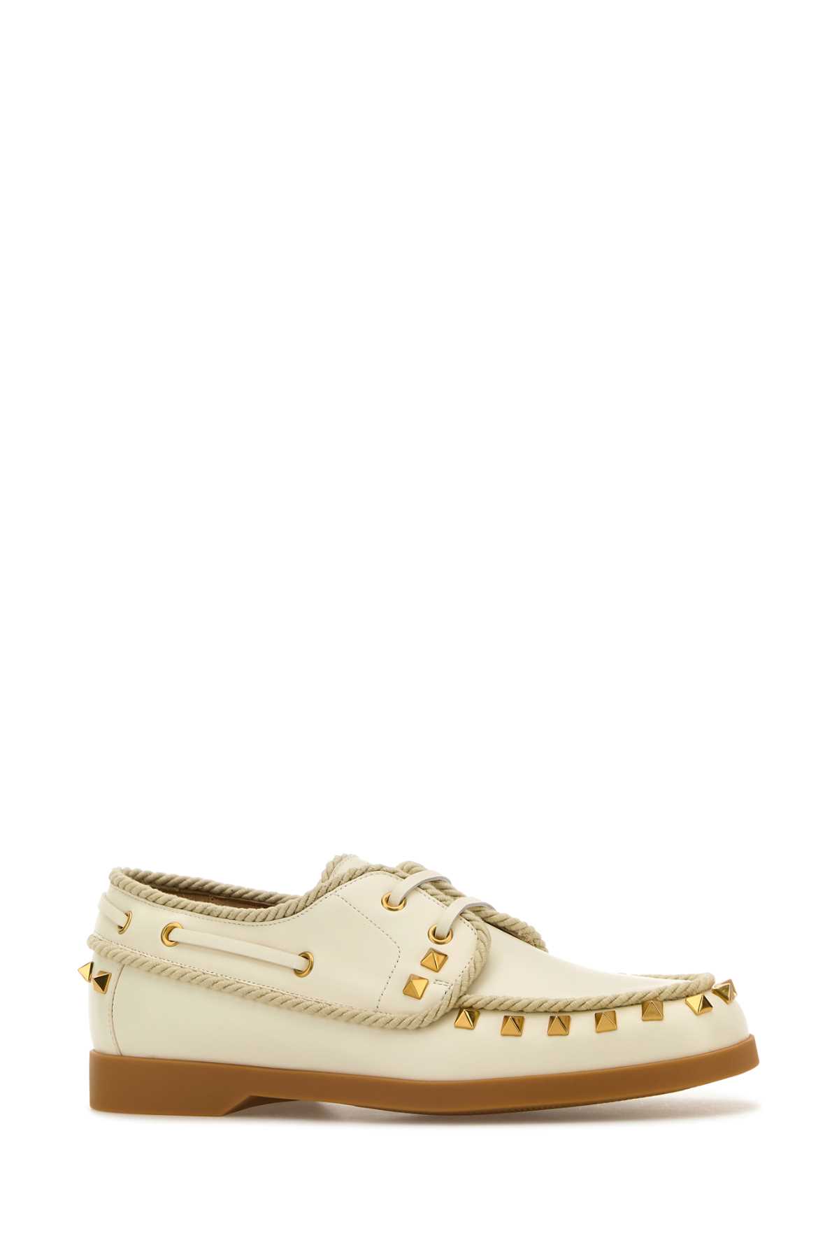 Valentino Ivory Leather Lace-up Shoes In Multi