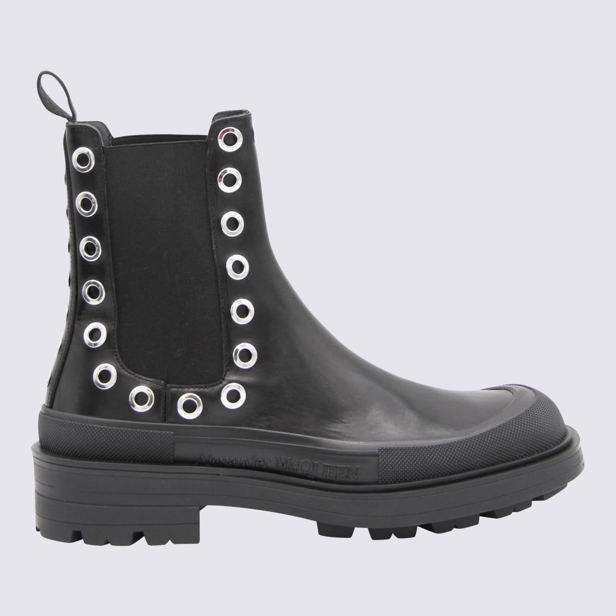 Shop Alexander Mcqueen Black Leather Chelsea Boots