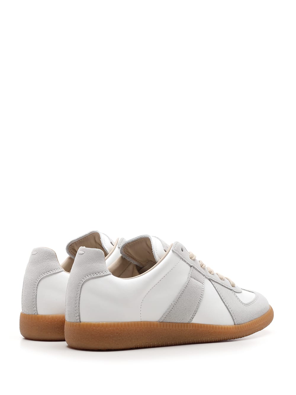 Shop Maison Margiela Logo Patched Sneakers In Dirty White
