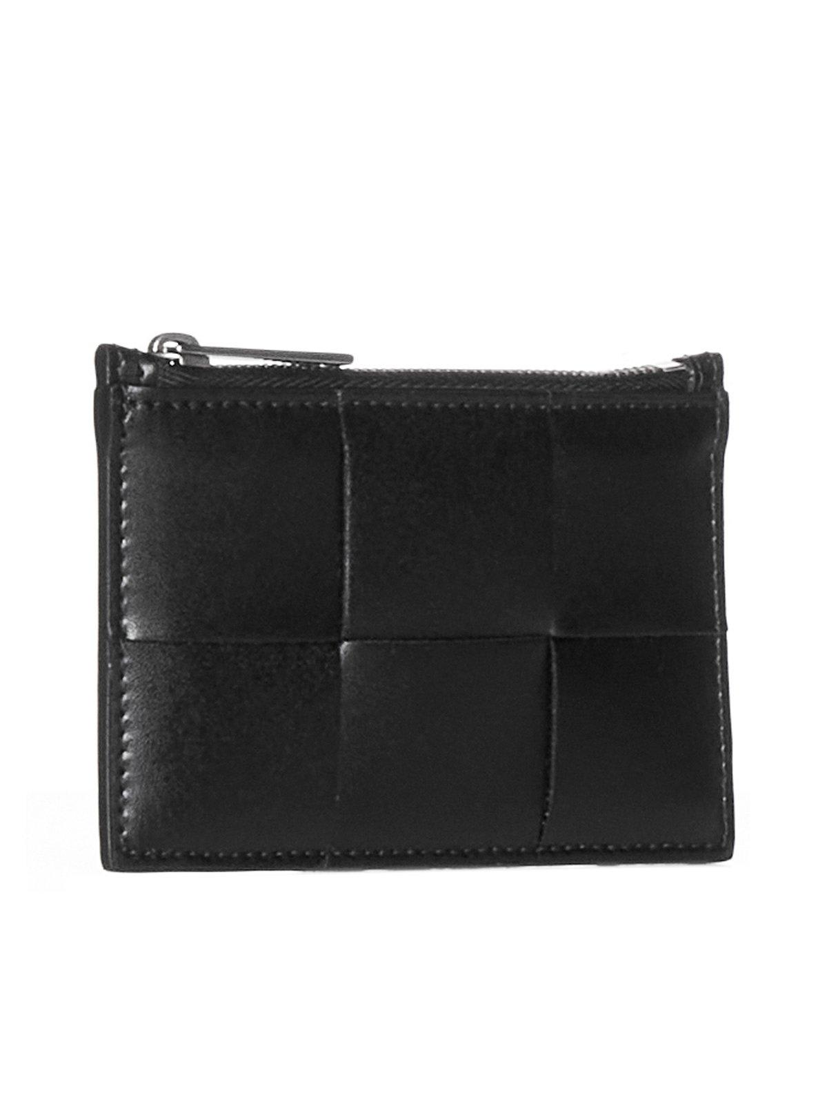 Shop Bottega Veneta Zipped Card Case In Black