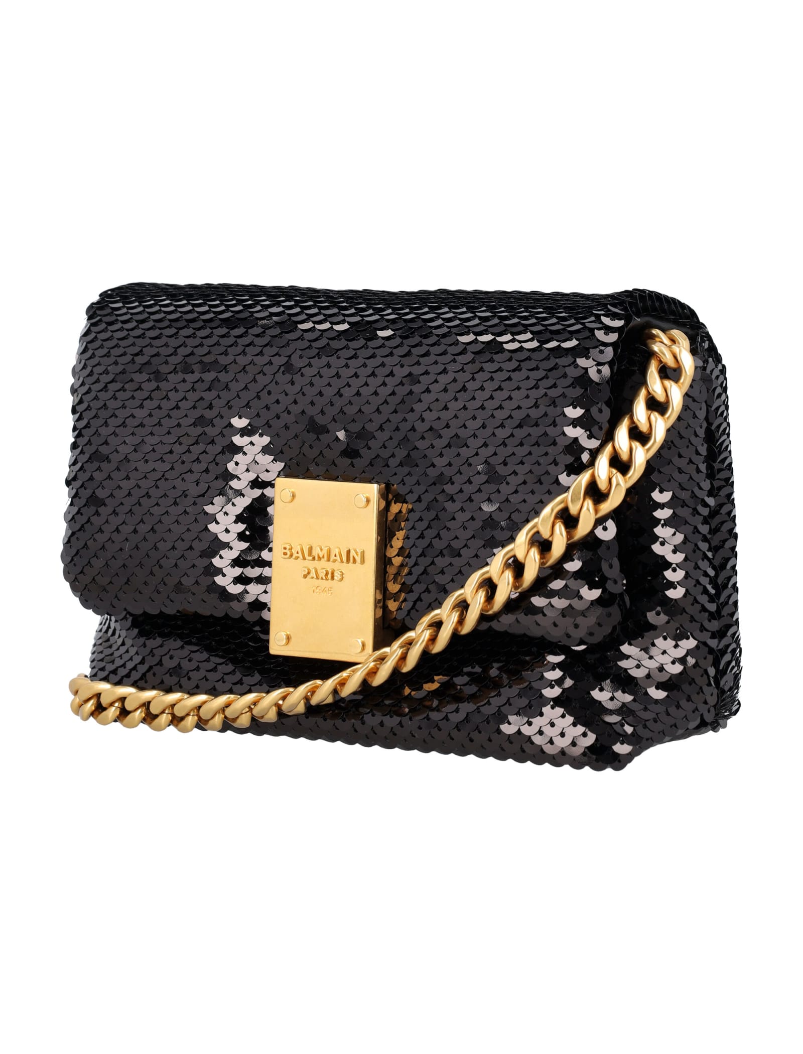 Balmain Sequin Mini Bag Chain Strap In Black