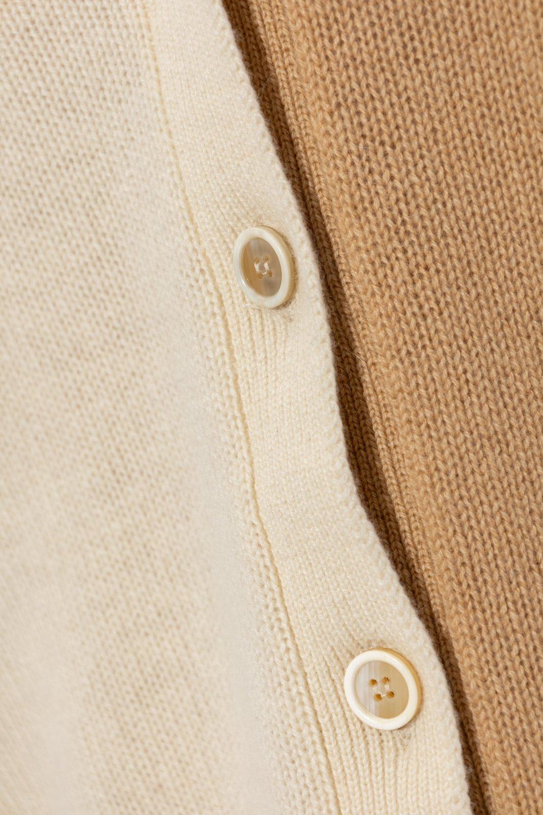 Shop Marni V-neck Buttoned Cardigan In Beige