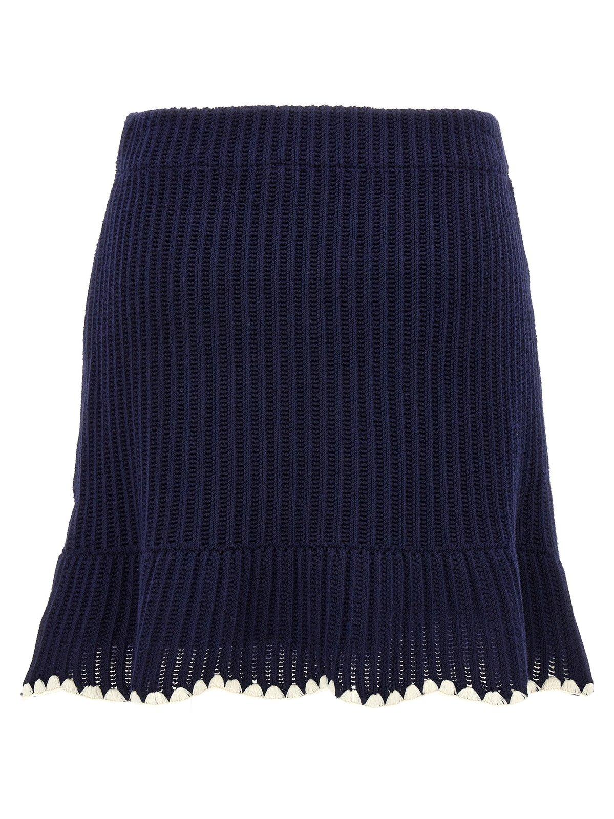Self-portrait Crochet Mini Skirt In Blue