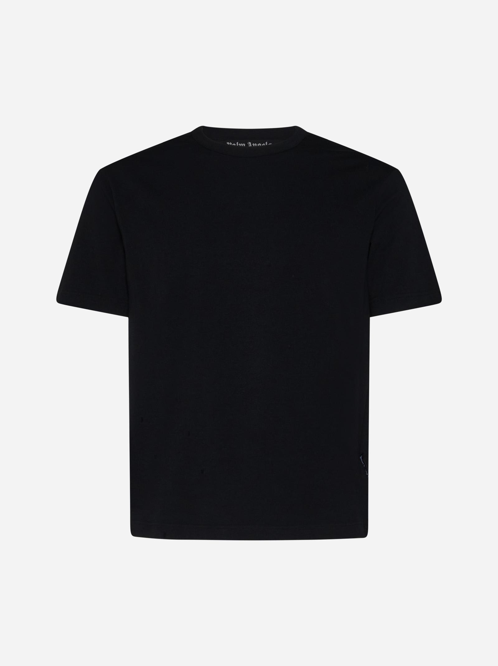 Palm Angels Cotton T-shirt Tripack In Black Black