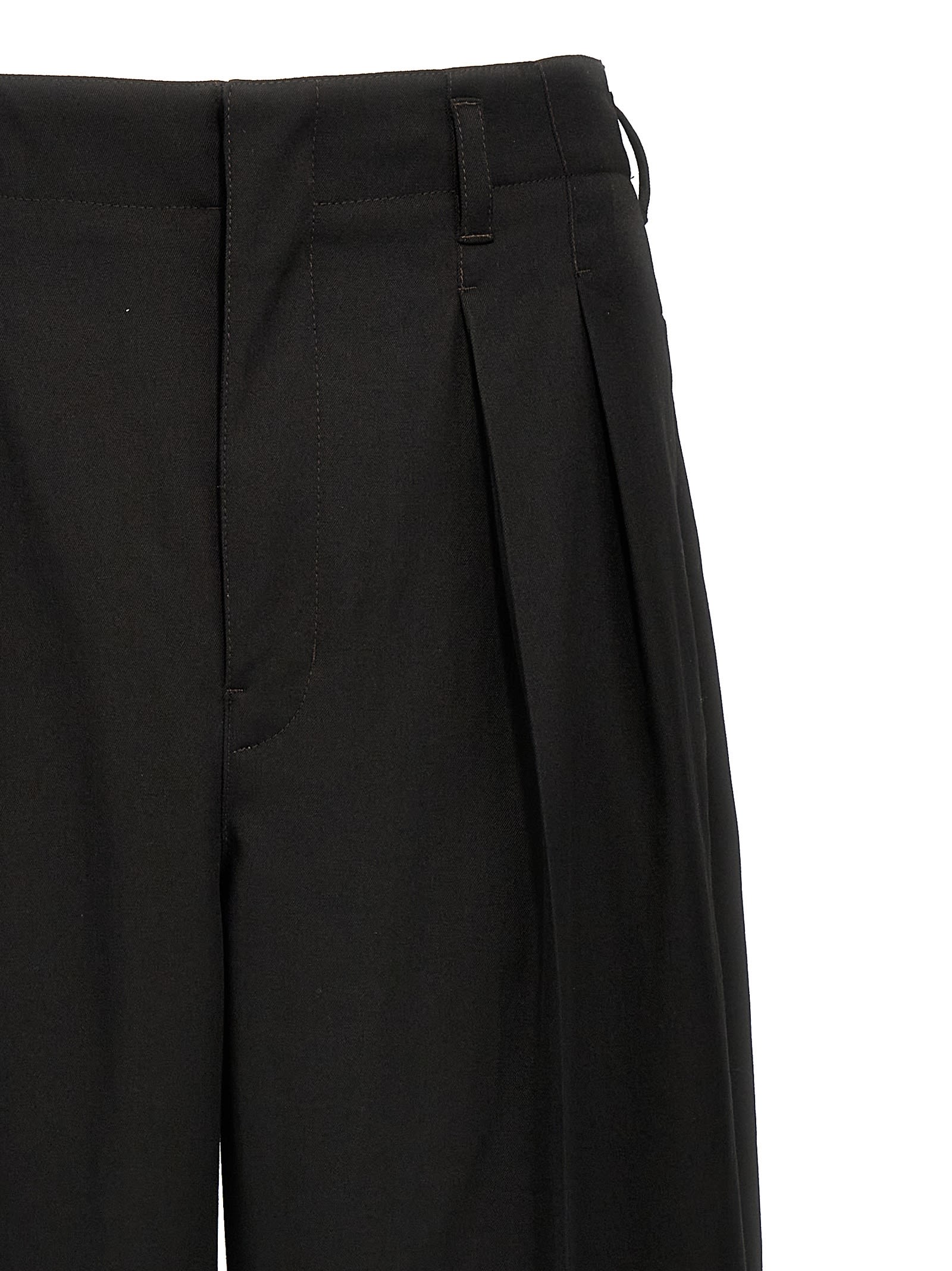 Shop Lemaire Pleated Tapered Pants In Black