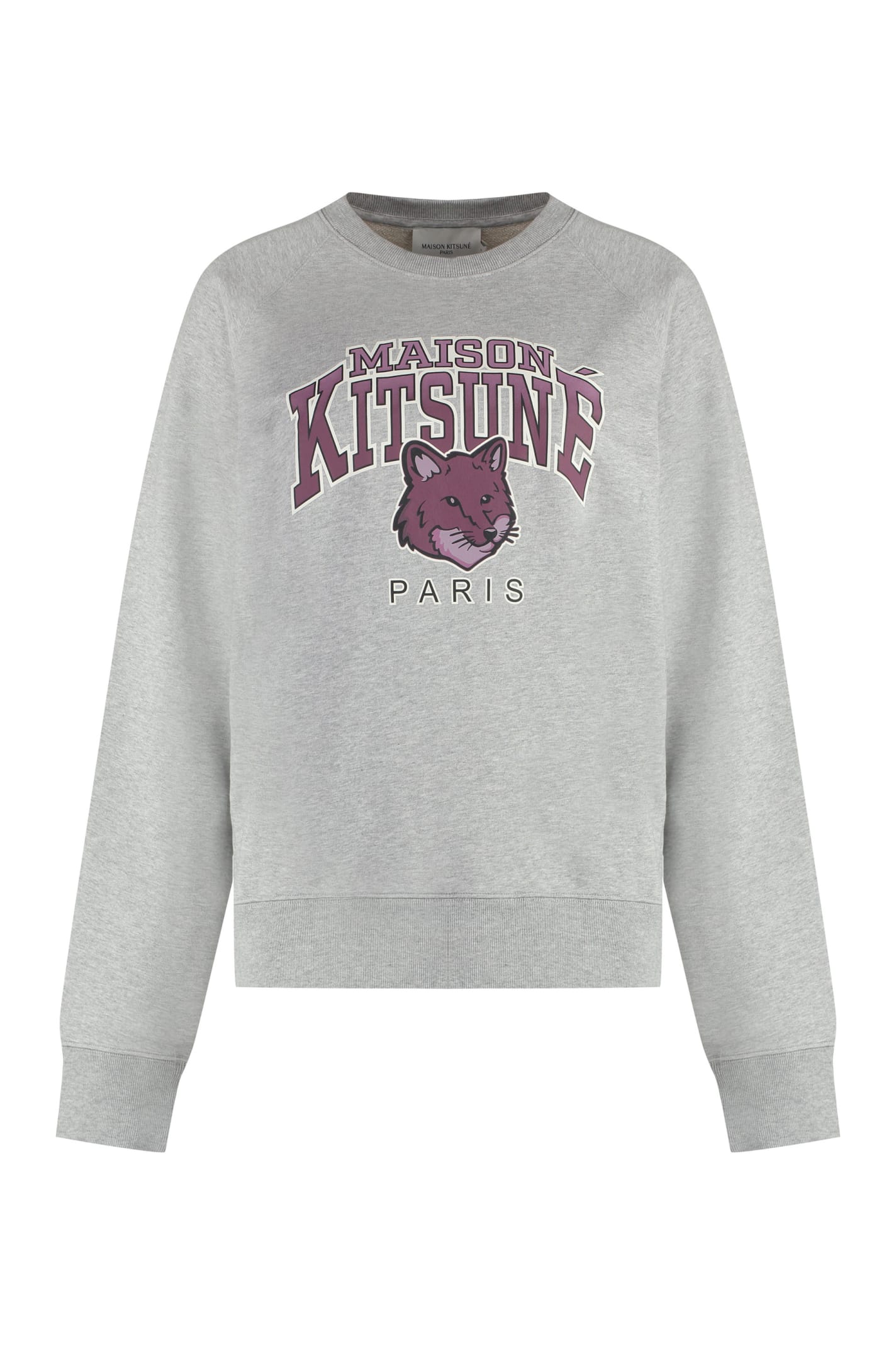 Shop Maison Kitsuné Printed Cotton Sweatshirt In Grey