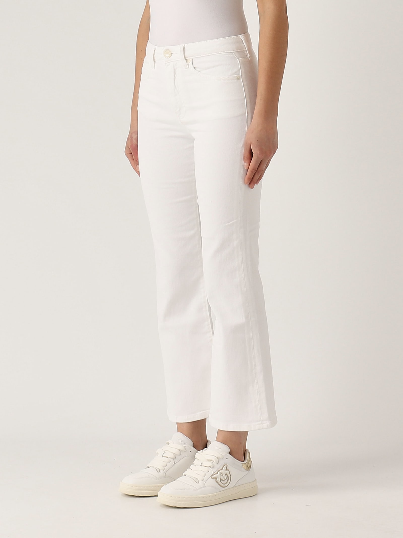 Pinko Britney Bootcut Bull Stretch Jeans In Bianco