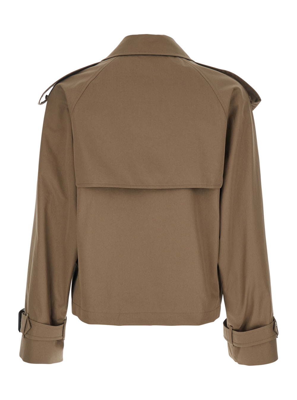 Burberry Men Brown Jacket With Lapels On The Front And Belts On The Cuffs In Cotton Man In Brown