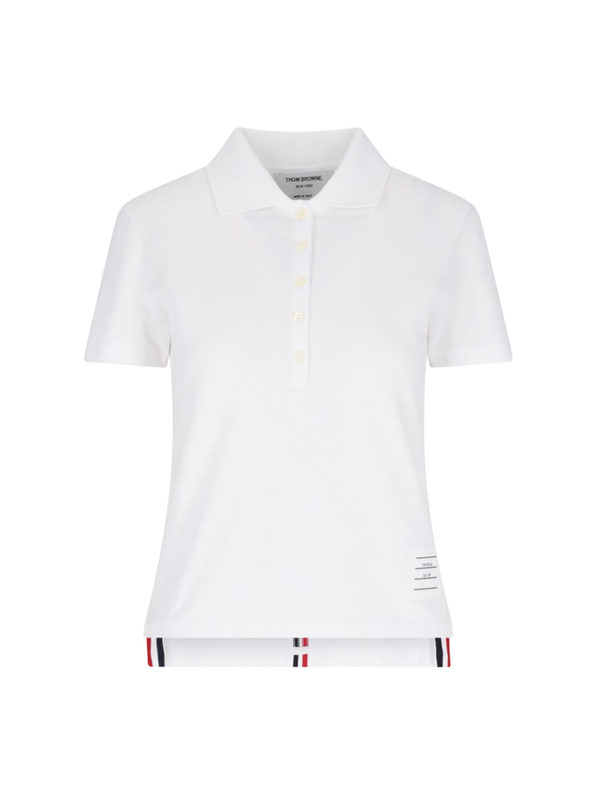 THOM BROWNE POLO SHIRT WITH TRICOLOR DETAIL ON THE BACK