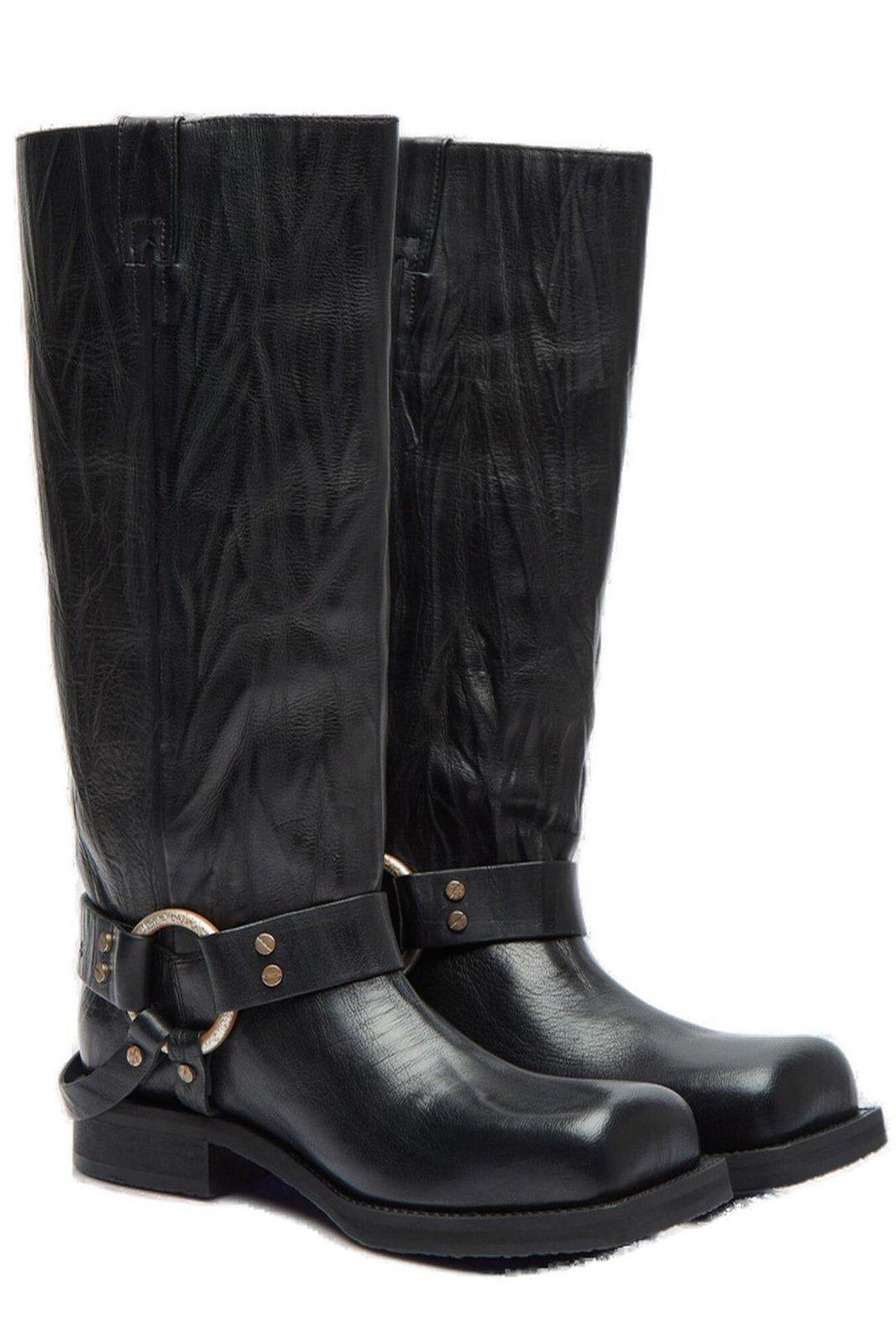 Shop Acne Studios Square-toe Knee-high Boots In Aa2 Anthracite Grey