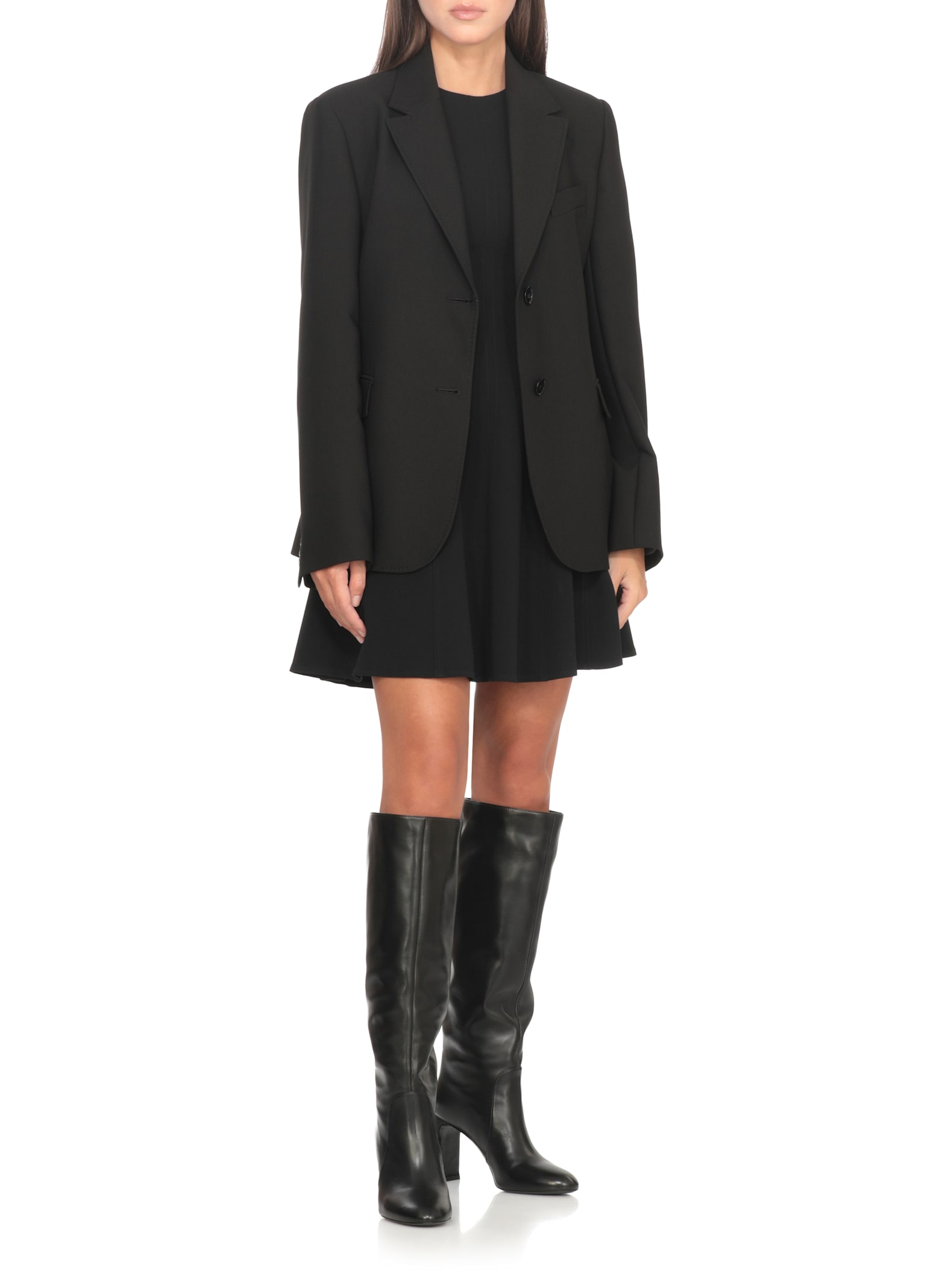 Stuart Weitzman Babette Tubo 85 Leather Knee-high Boots In Black