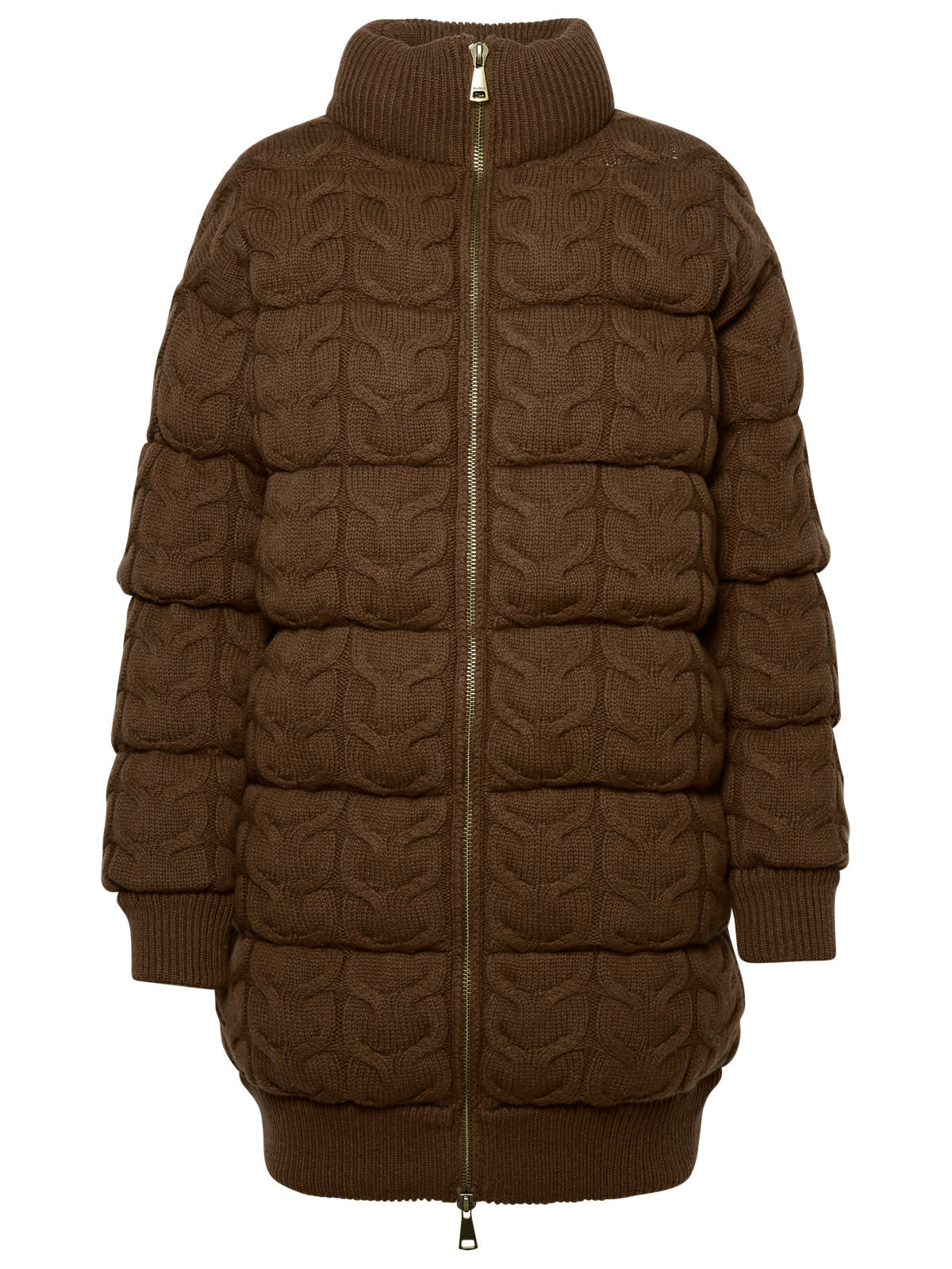 Max Mara Ovatta Cashmere Leather Down Jacket In Brown