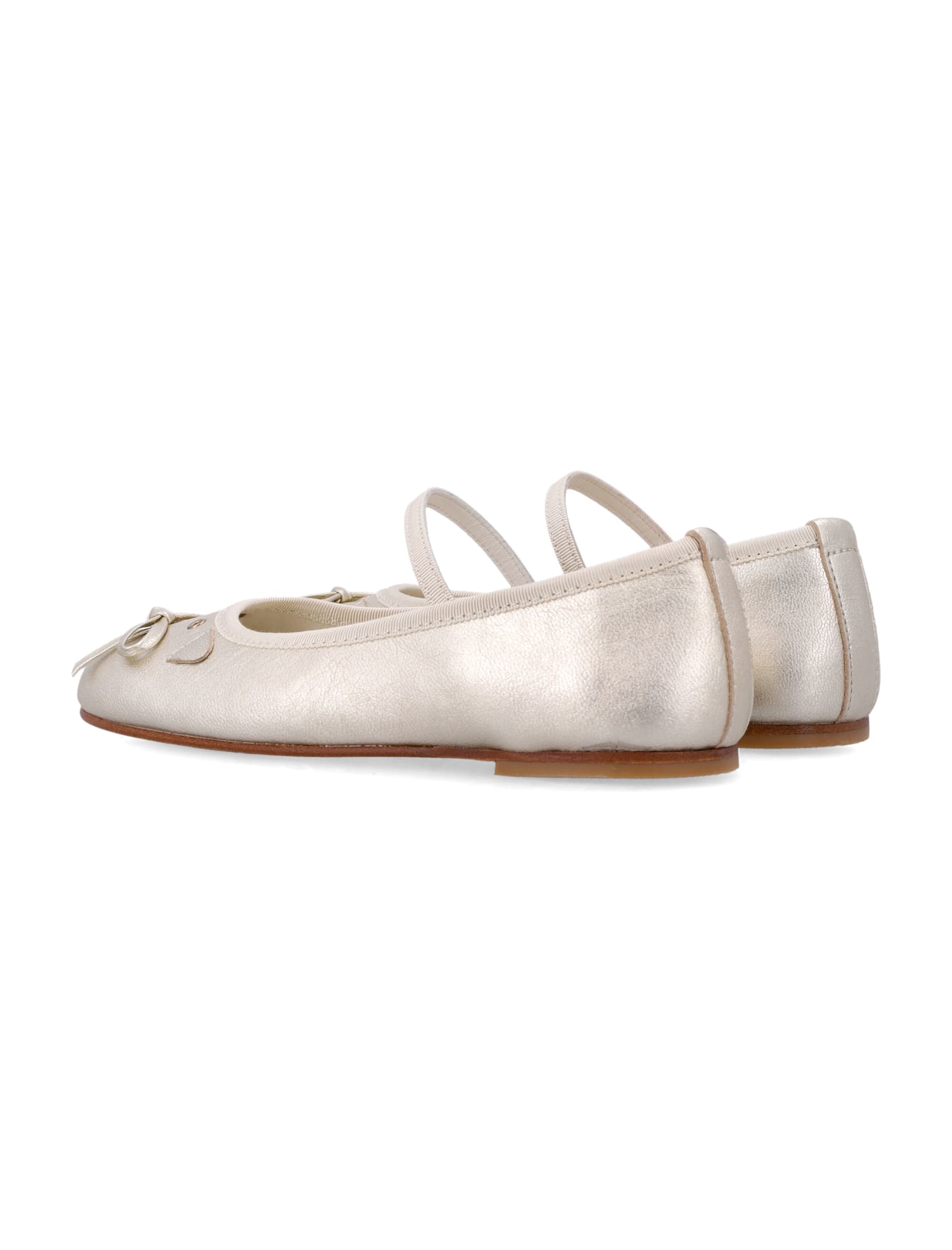 Bonpoint Joie Gold Leather Cat Ballerinas For Girl In Multi