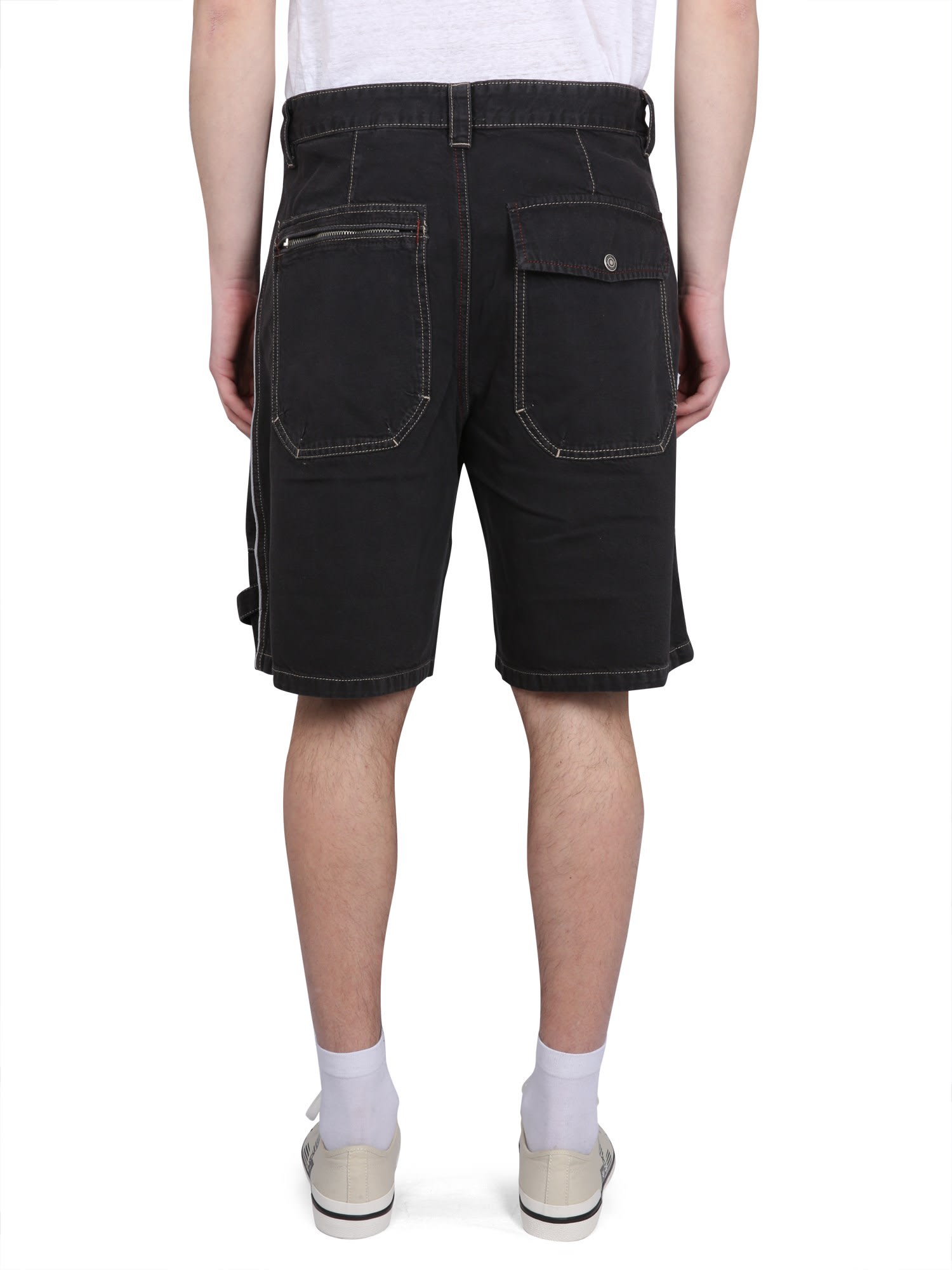 Isabel Marant Denim Bermuda Shorts Featuring Belt Loops In Black