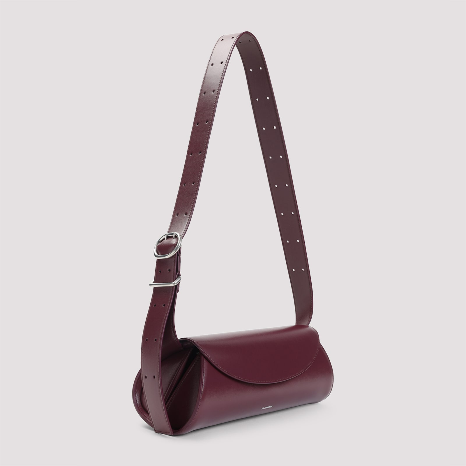 Jil Sander Cannolo Small Leather Shoulder Bag In White
