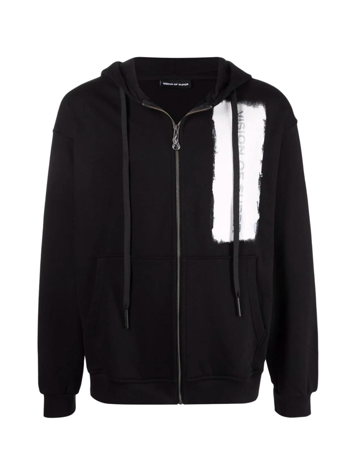 Vision of Super Cotton Black Open Hoodie W/white Coating