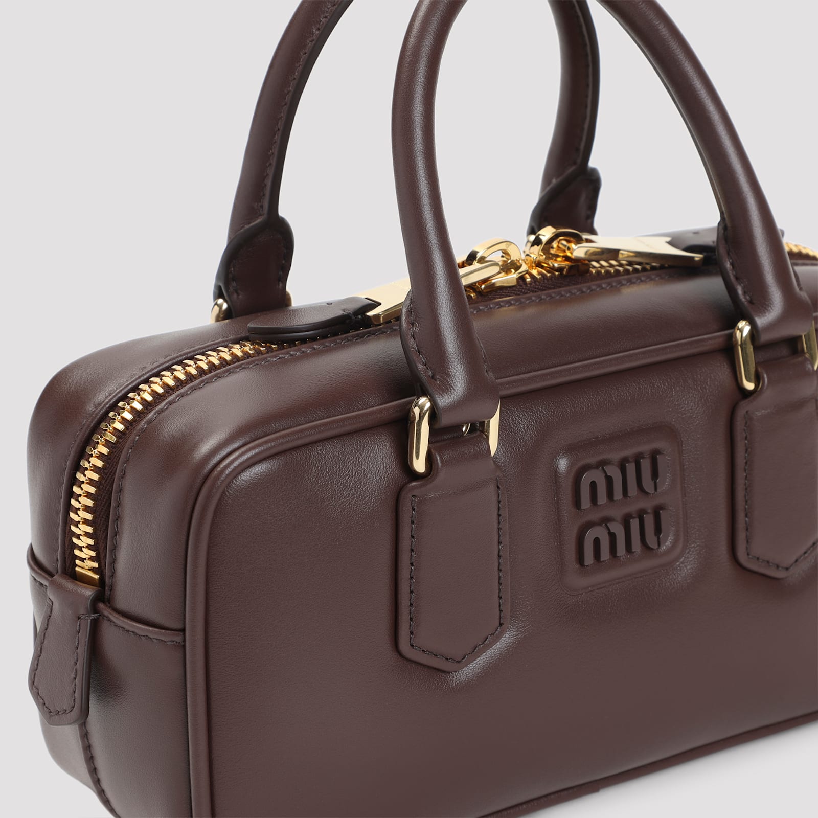Miu Miu Arcadie Calf Leather Handbag Women In Burgundy