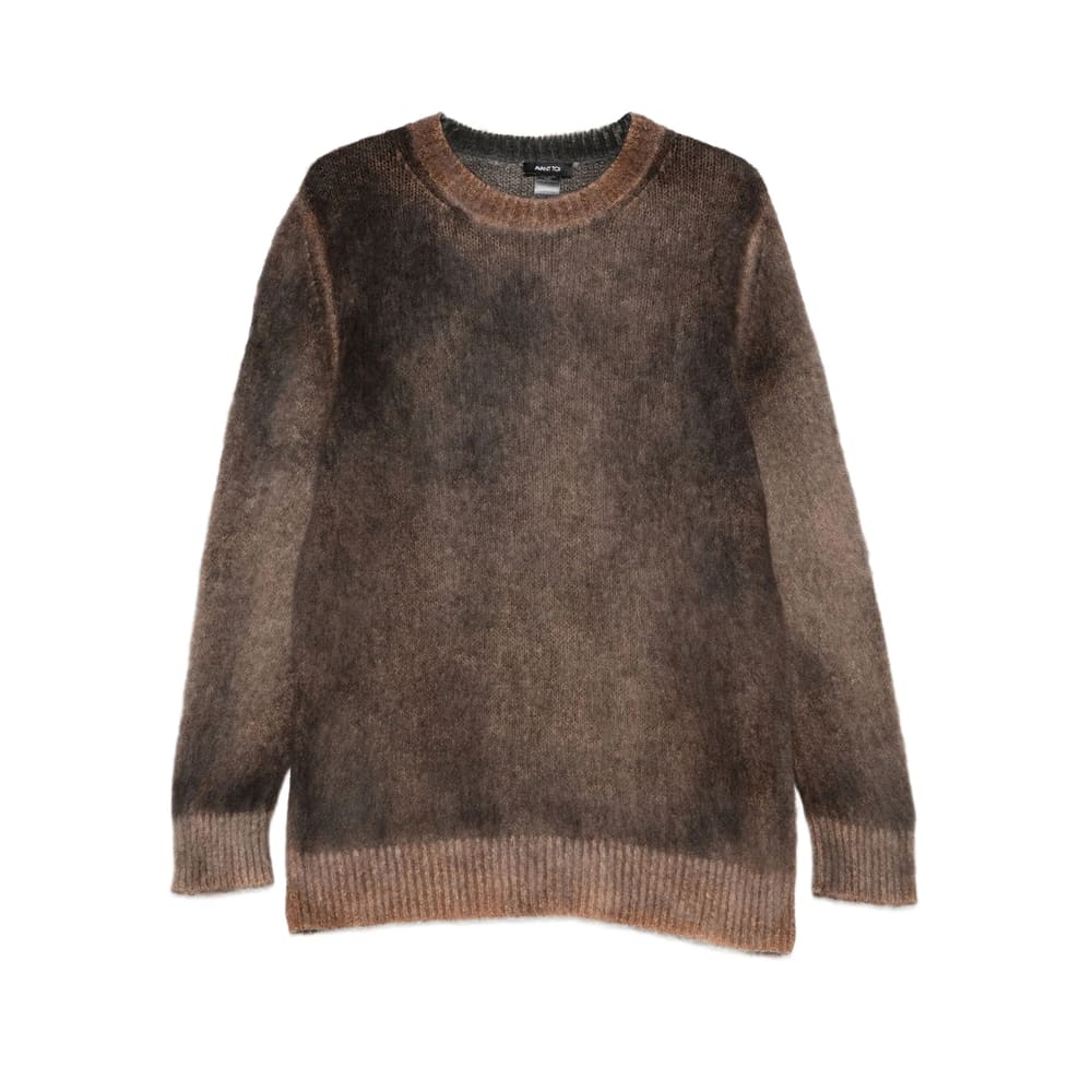 Avant Toi Brushed Crew-neck Sweater In Brown