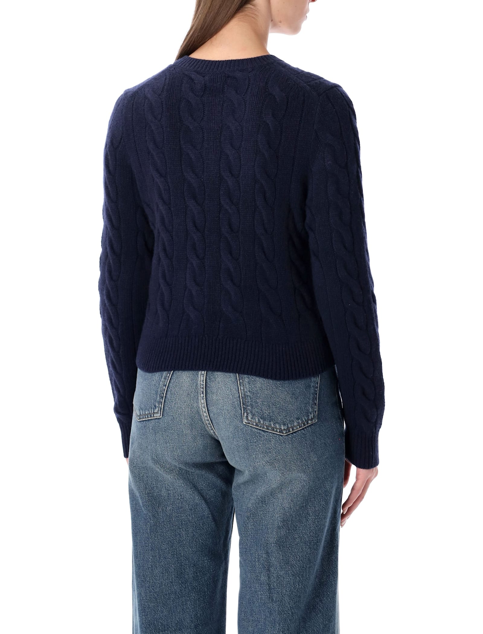 Polo Ralph Lauren Cable-knit Wool And Cashmere-blend Cardigan In Blue