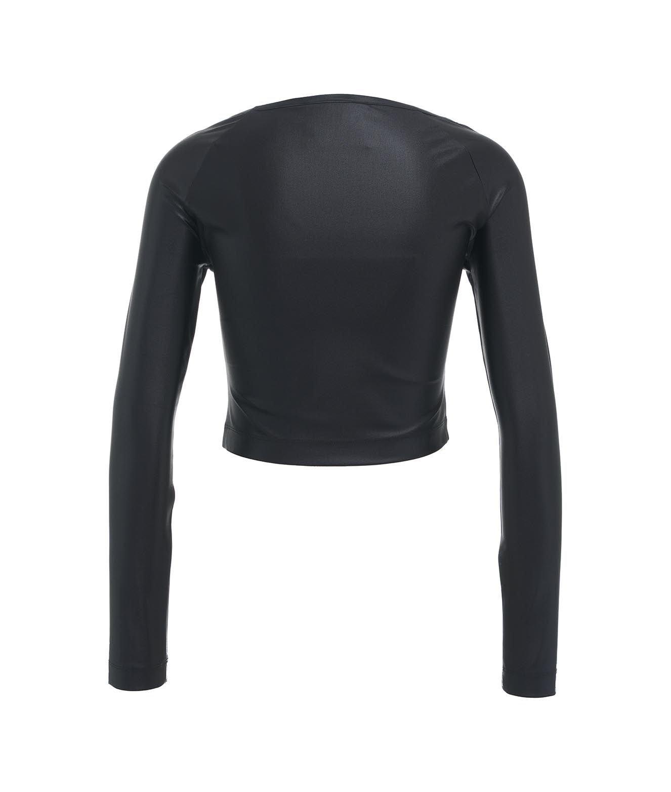 Versace Jeans Couture Cut-out Detailed Jersey Cropped Top In Nero