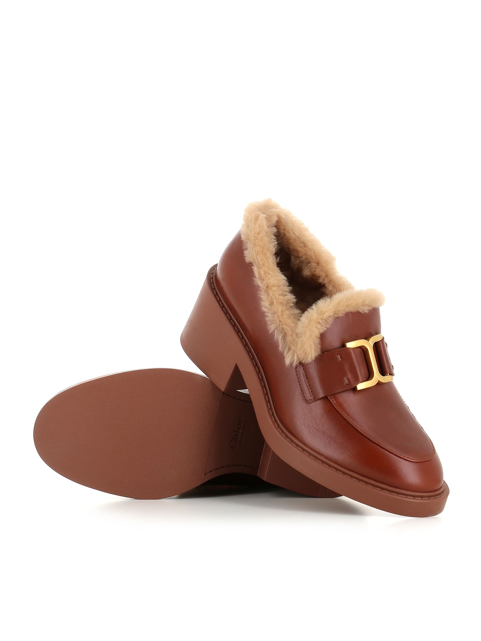 Shop Chloé Loafer Marcie In Cognac