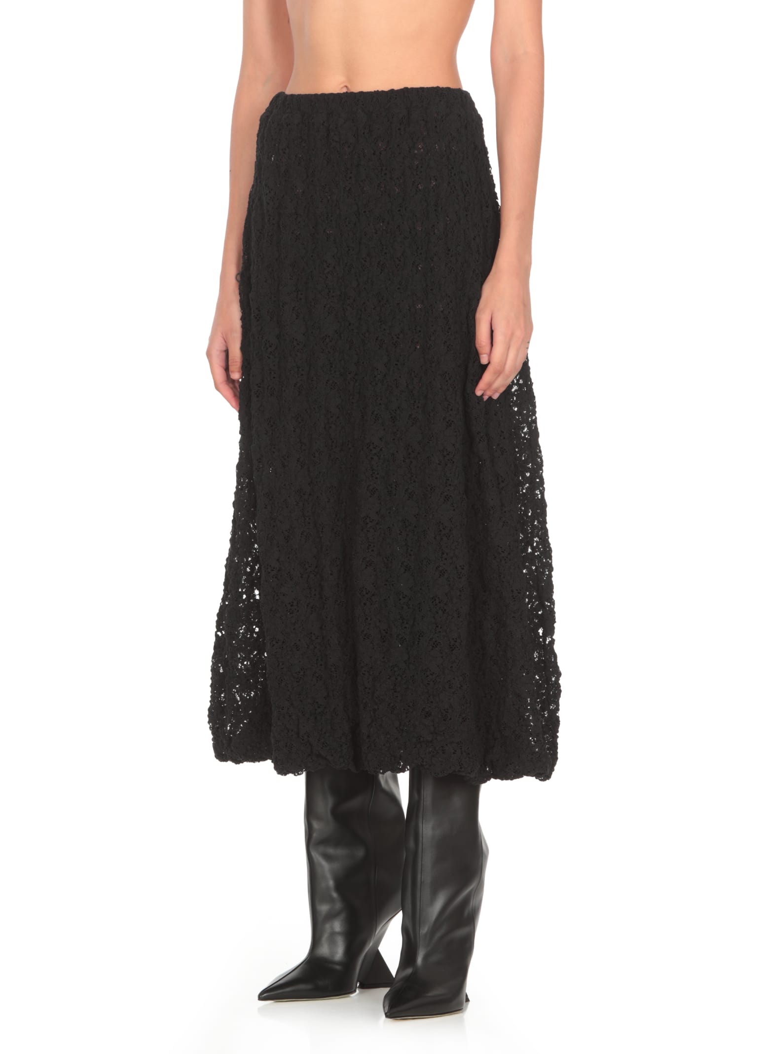 Shop Jil Sander Lace Skirt In Black